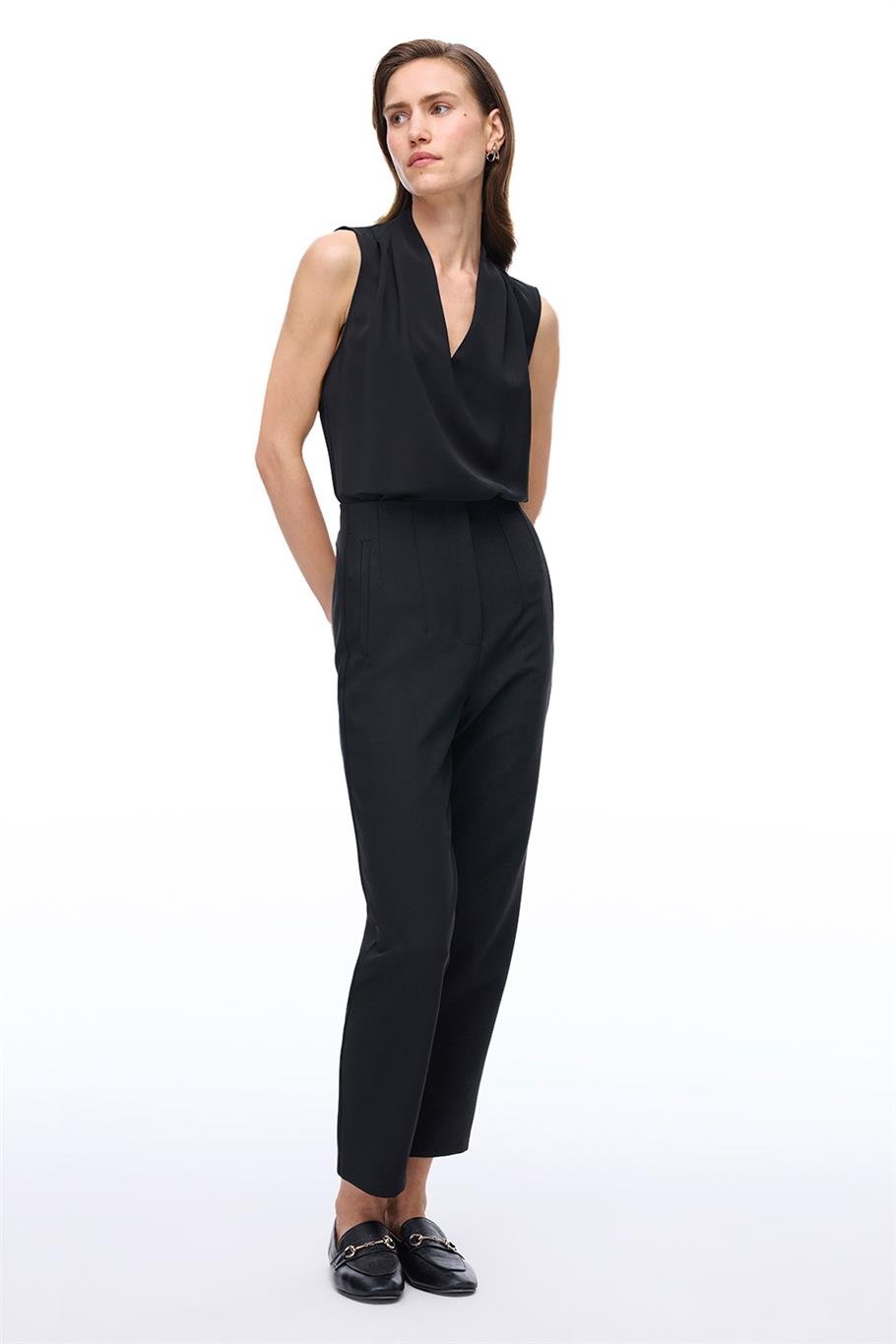 Siyah Yüksek Bel Dar Paça Pantolon