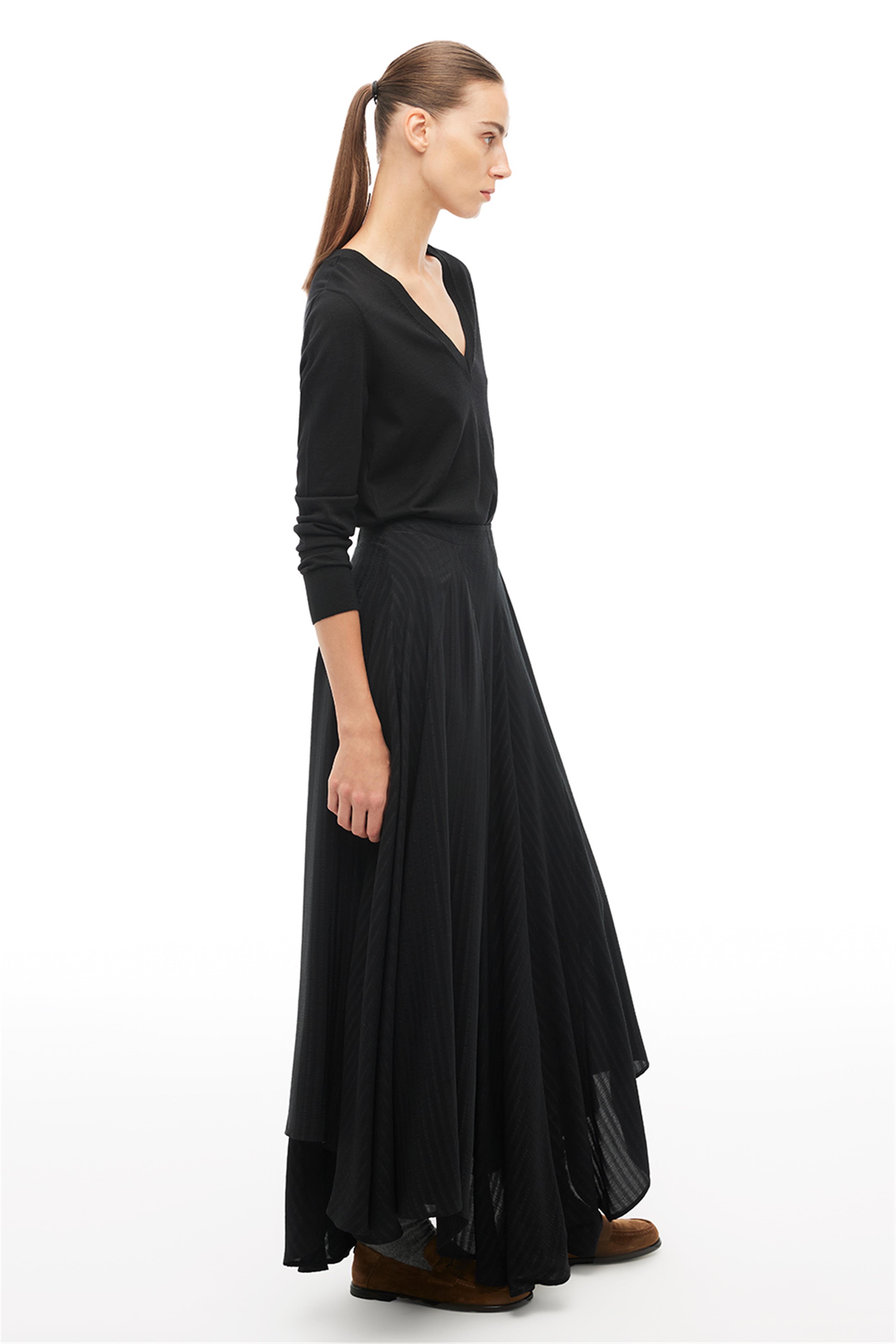 Siyah Yüksek Bel Diz Boy Etek