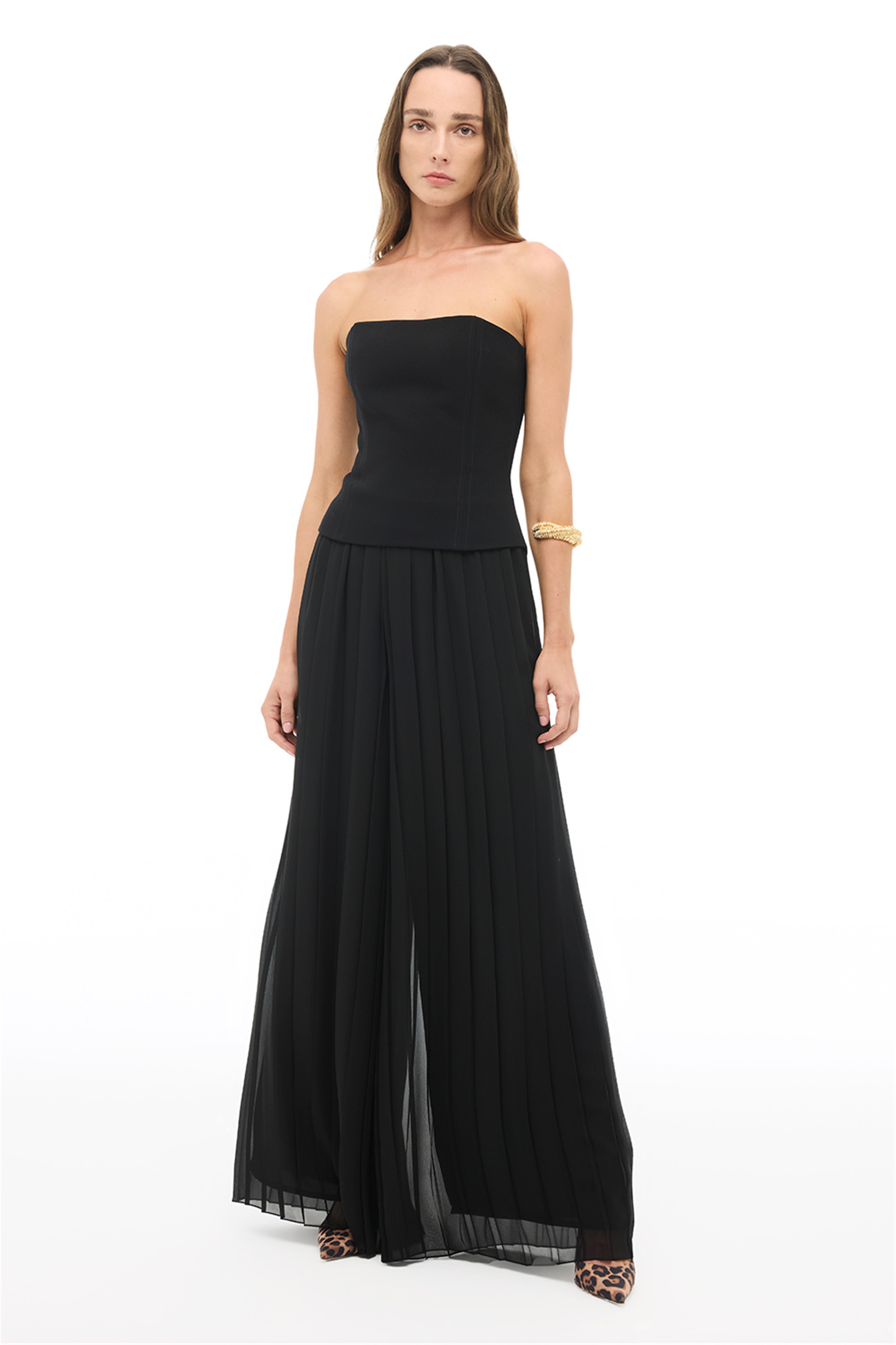 Siyah Yüksek Bel Geniş Paça Pantolon