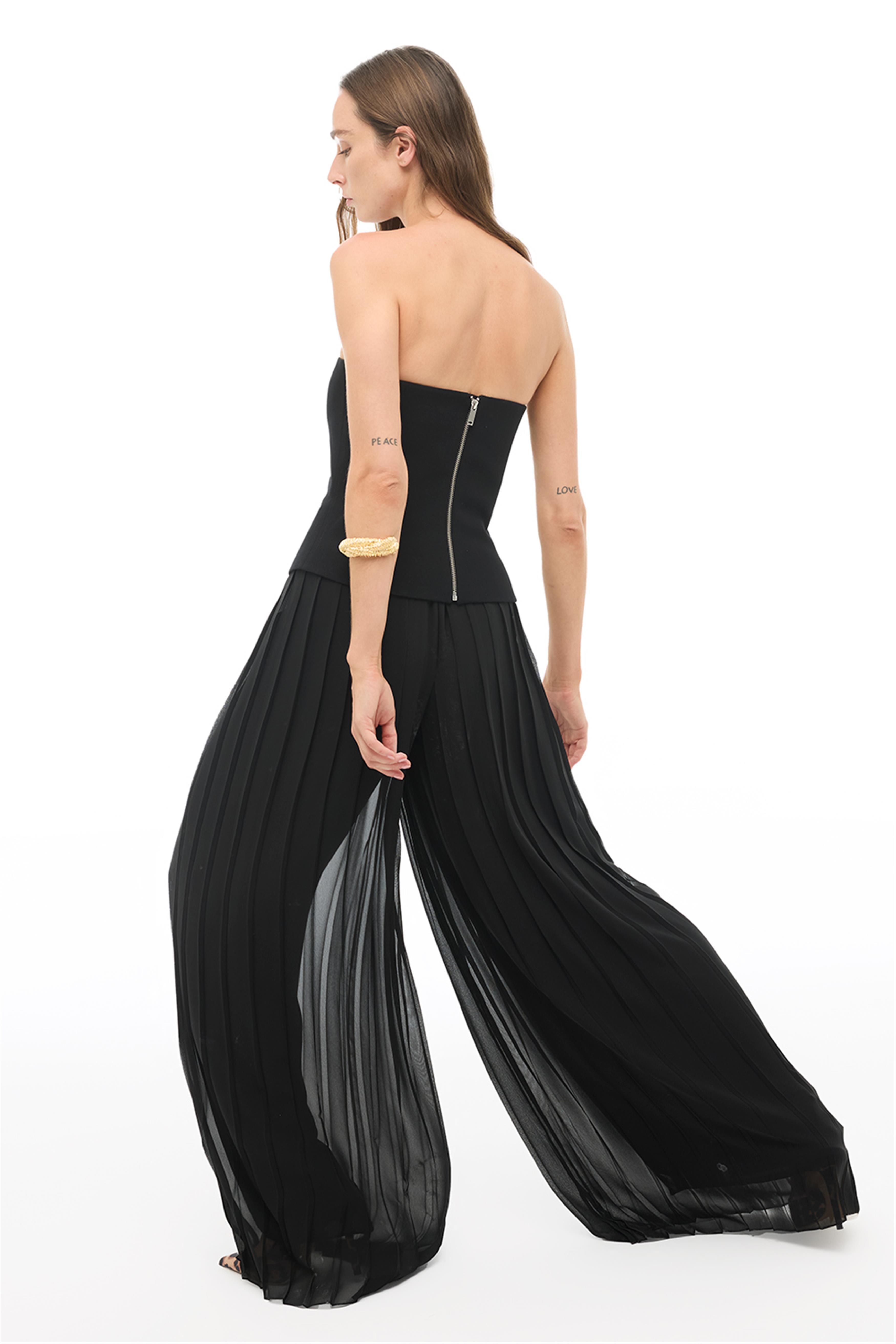 Siyah Yüksek Bel Geniş Paça Pantolon