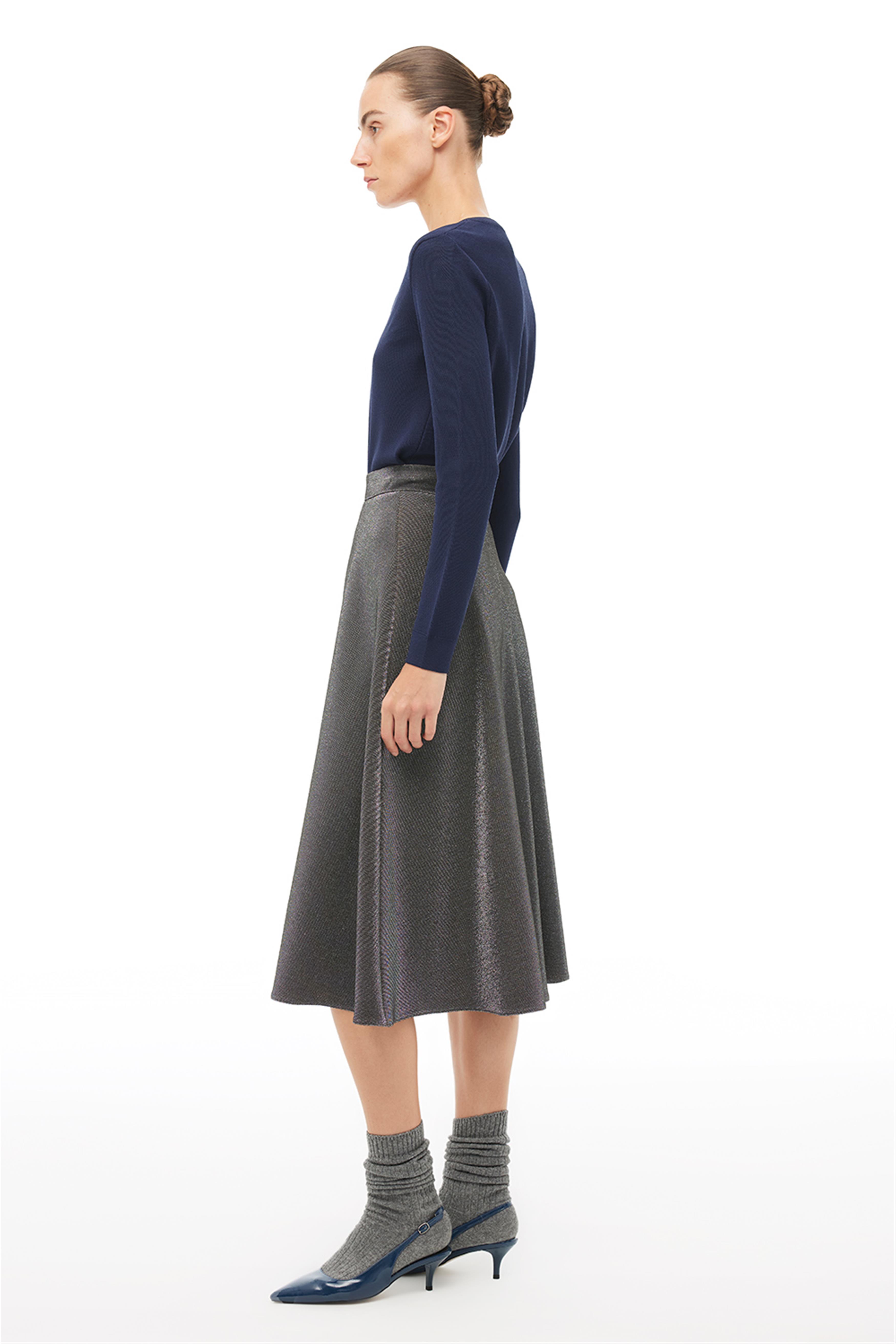 Siyah Yüksek Bel Midi Etek