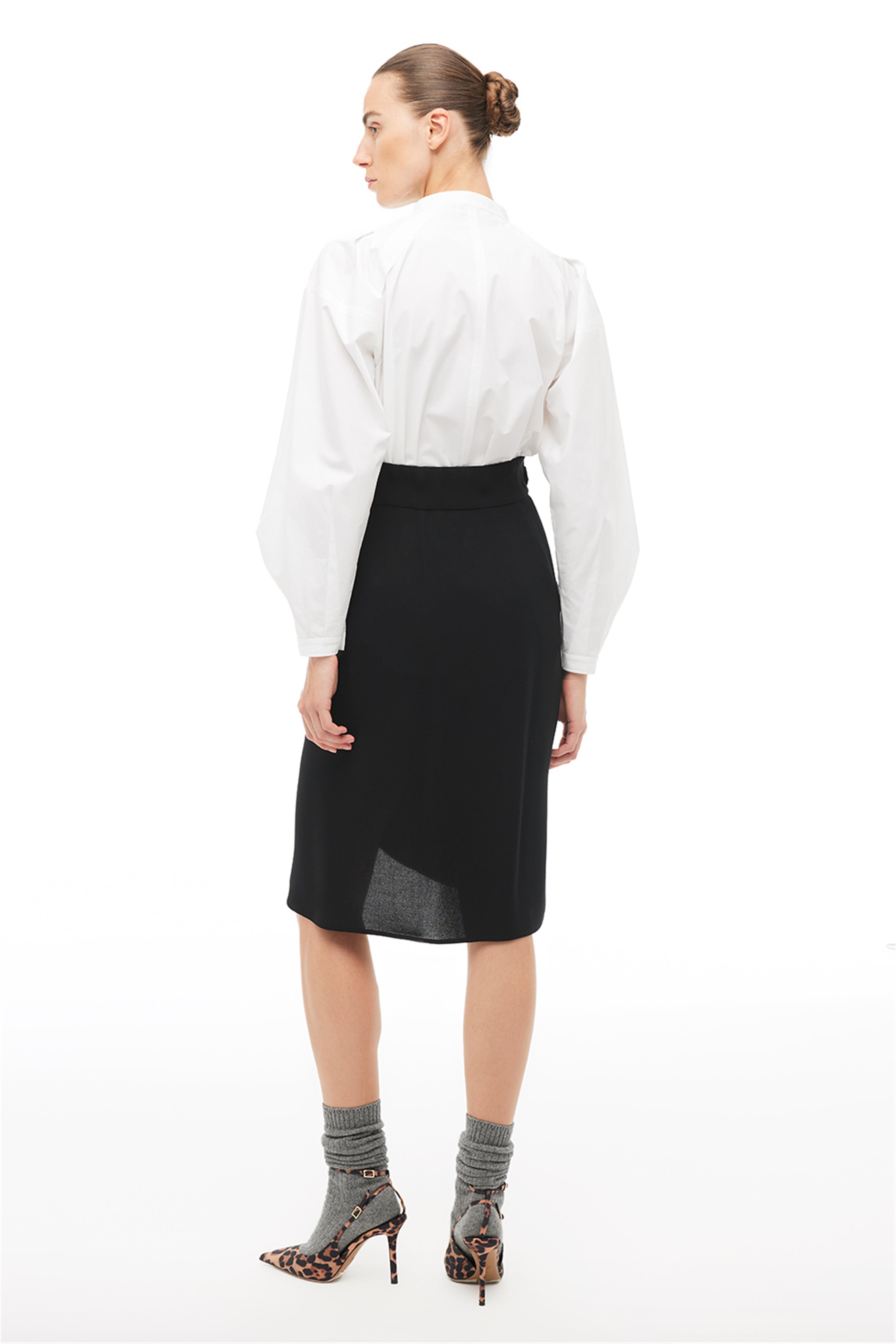 Siyah Yüksek Bel Midi Etek