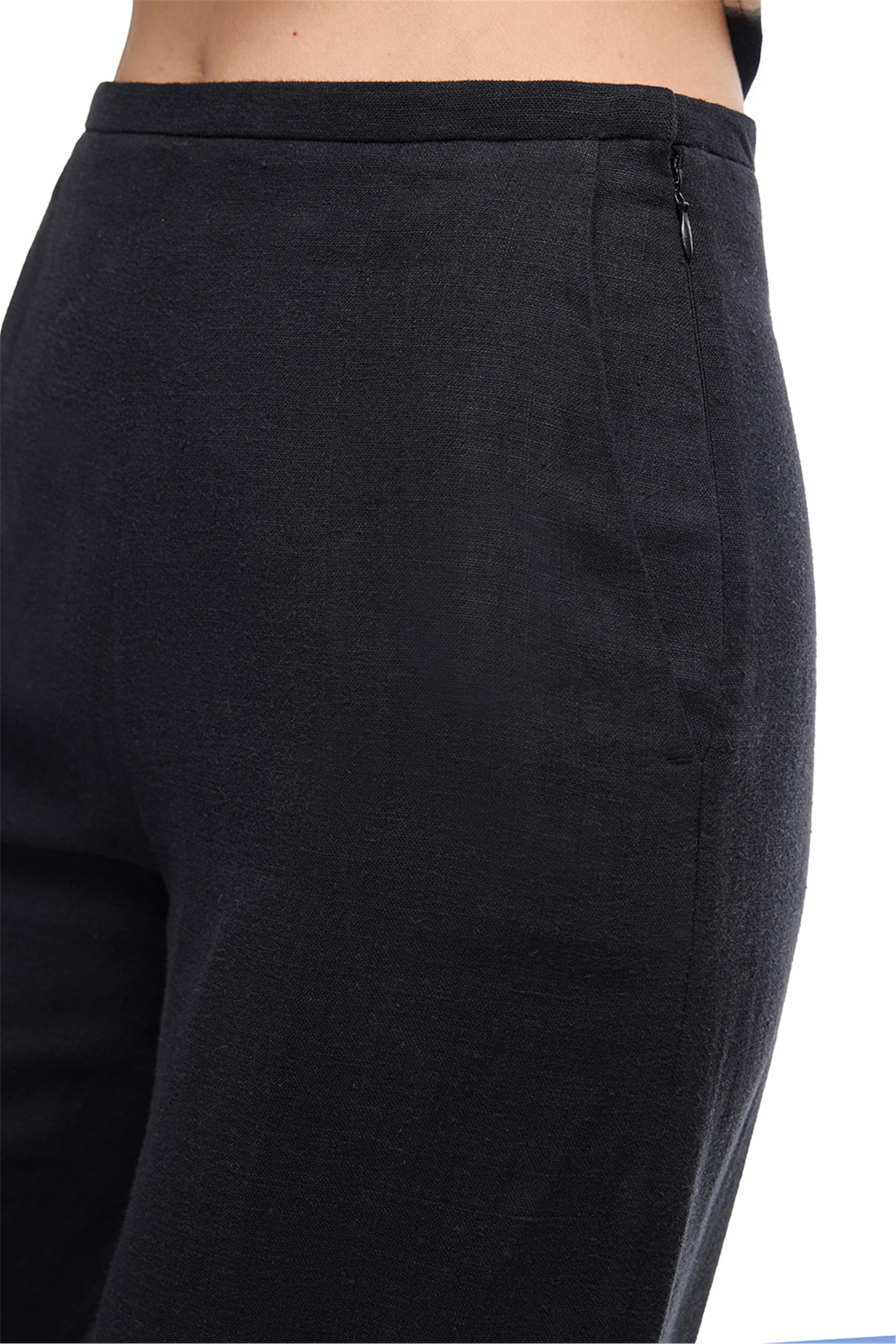 Siyah Yüksek Bel Pamuklu Geniş Paça Pantolon