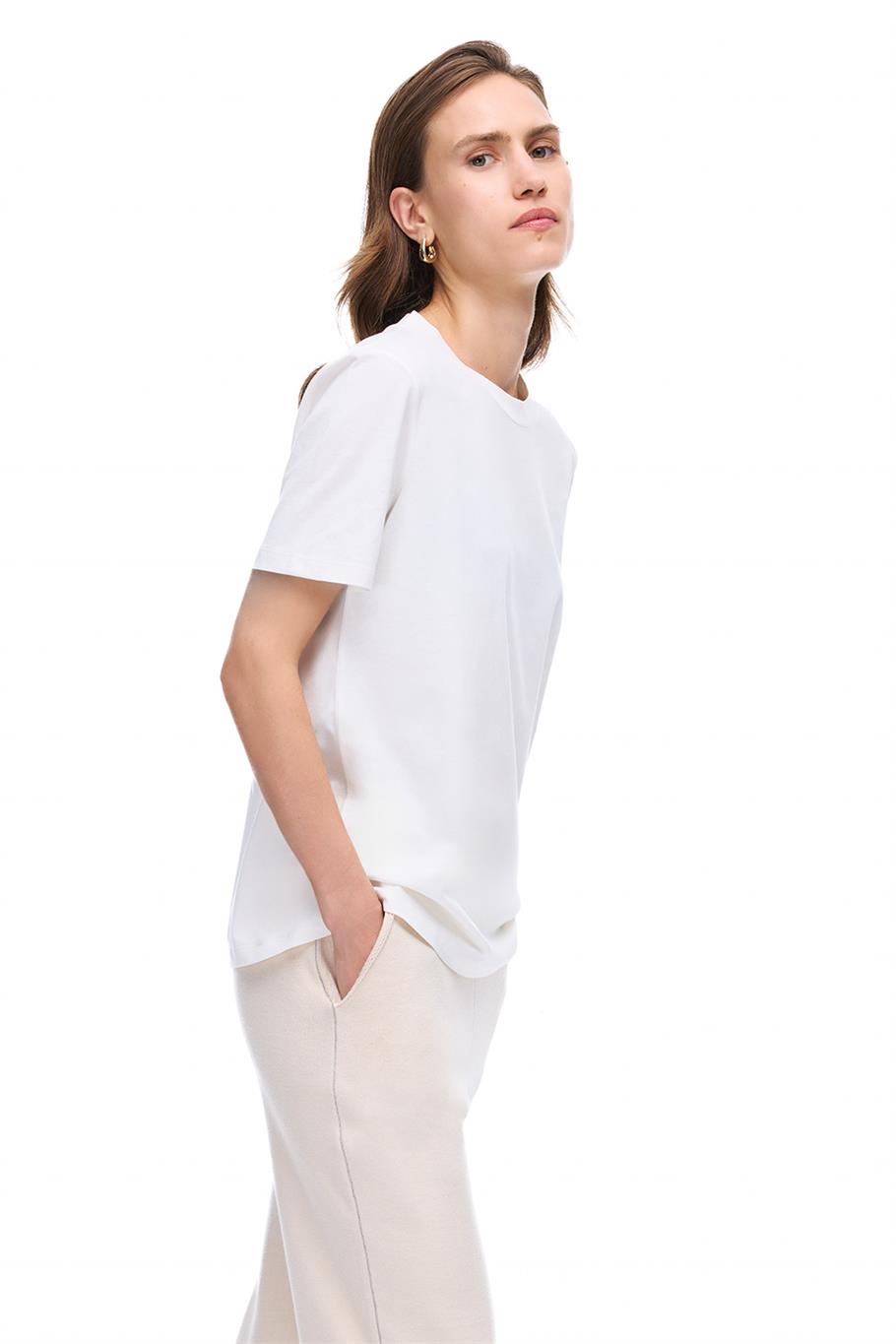 Sunrise Regular Fit Kısa Kol Bisiklet Yaka Ekru Renk Kadın Tişört