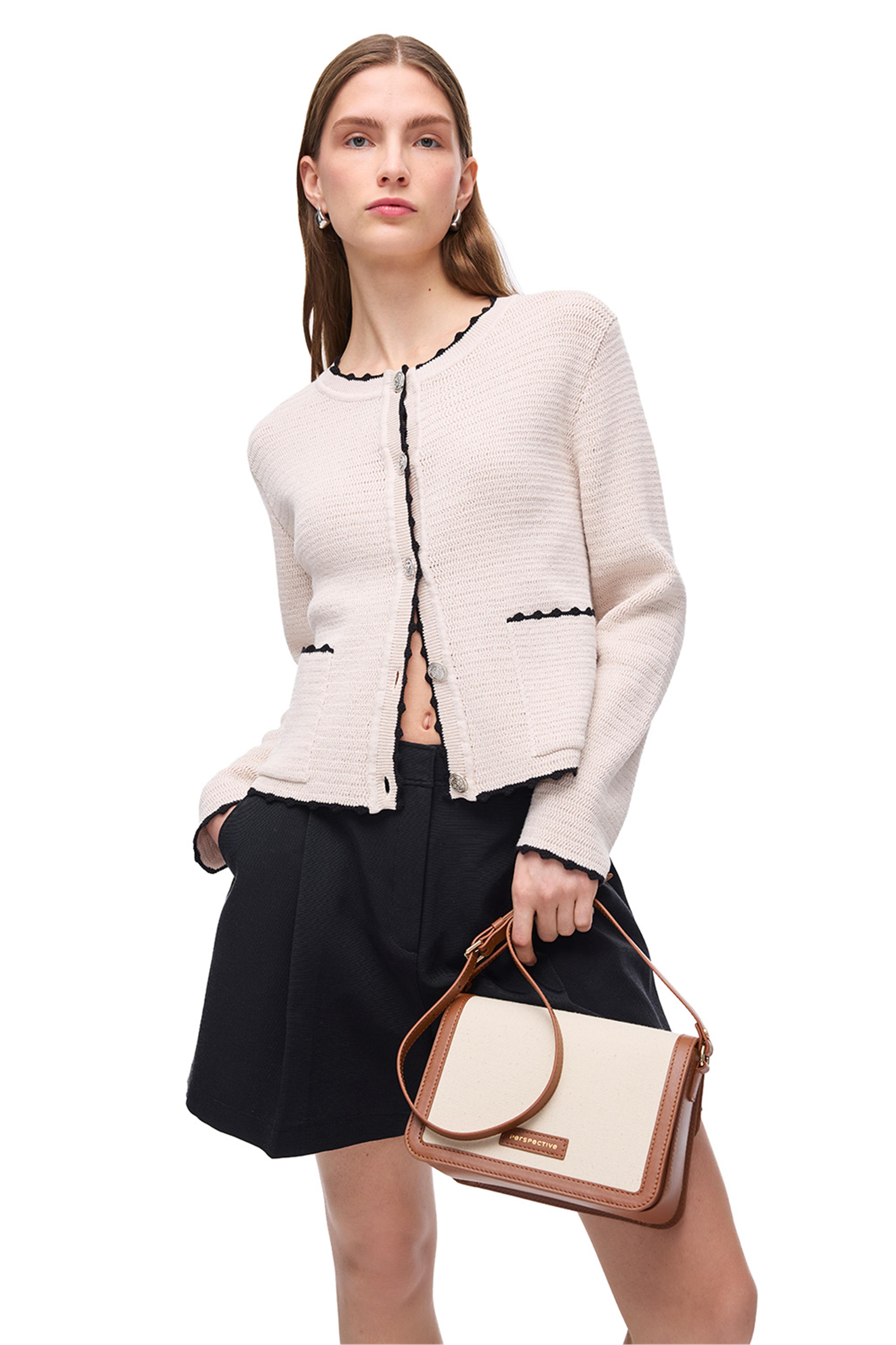 Taş Bisiklet Yaka Düğmeli Triko Hırka