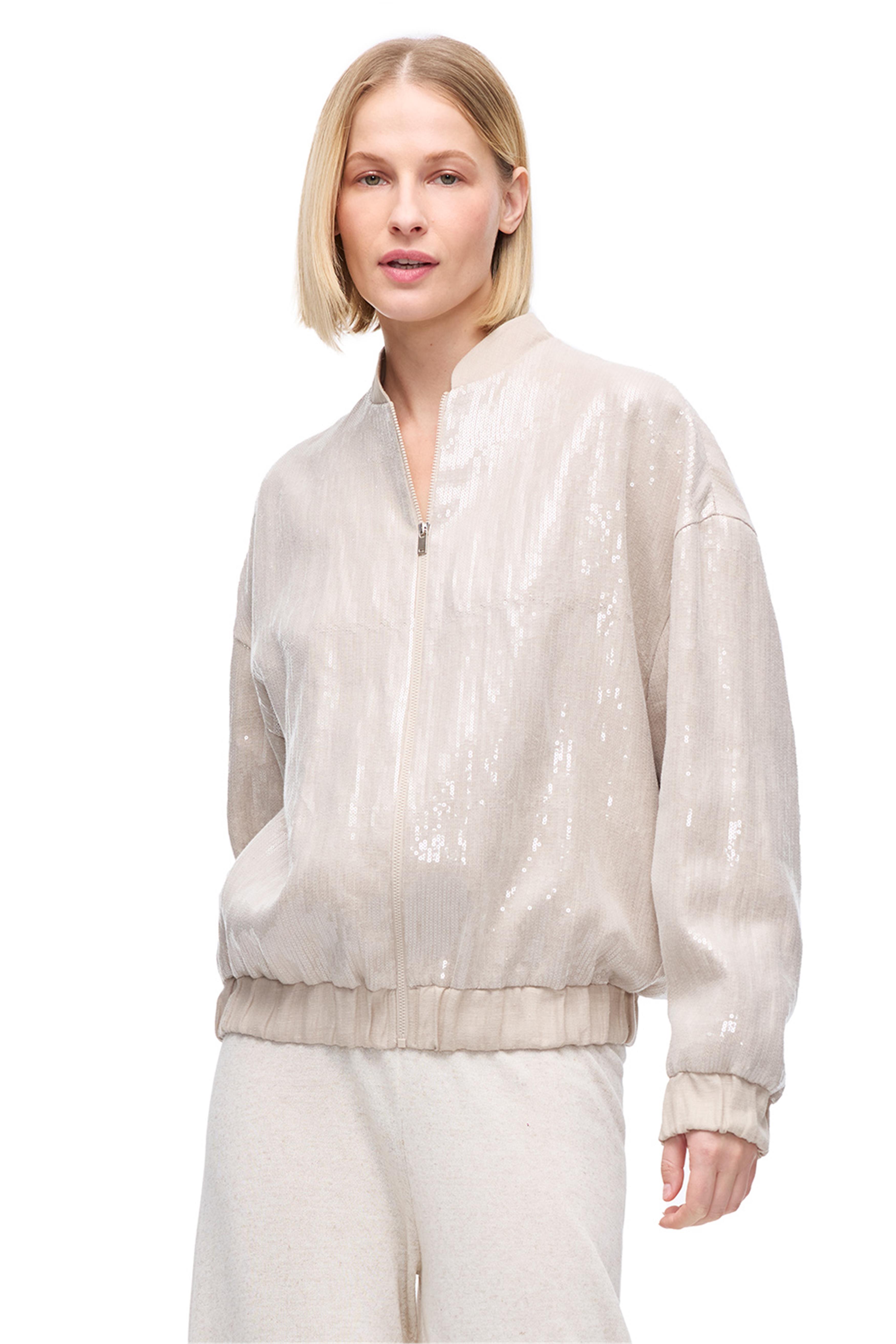 Taş Düşük Omuzlu Keten Mont