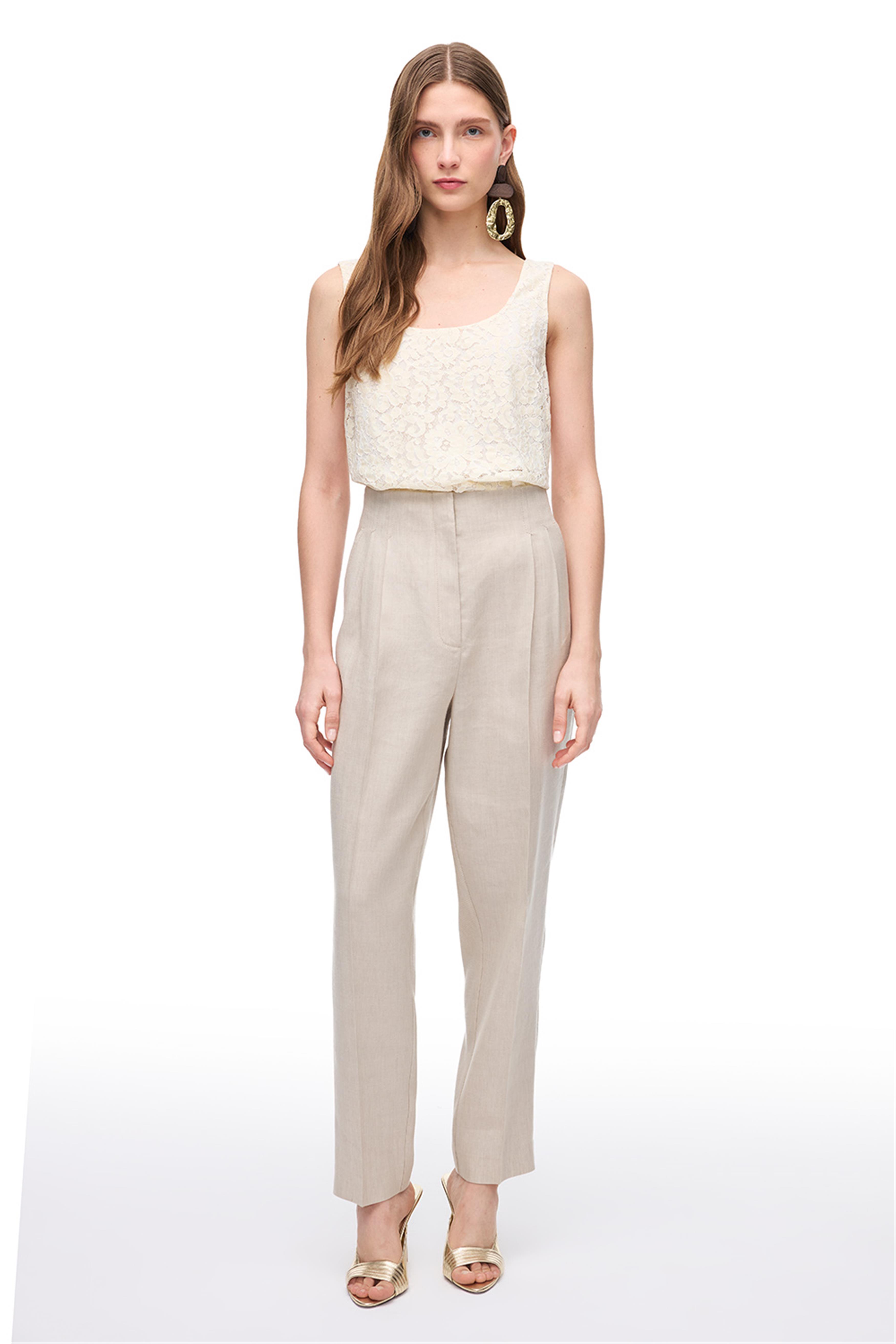 Taş Yüksek Bel Geniş Paça Pantolon