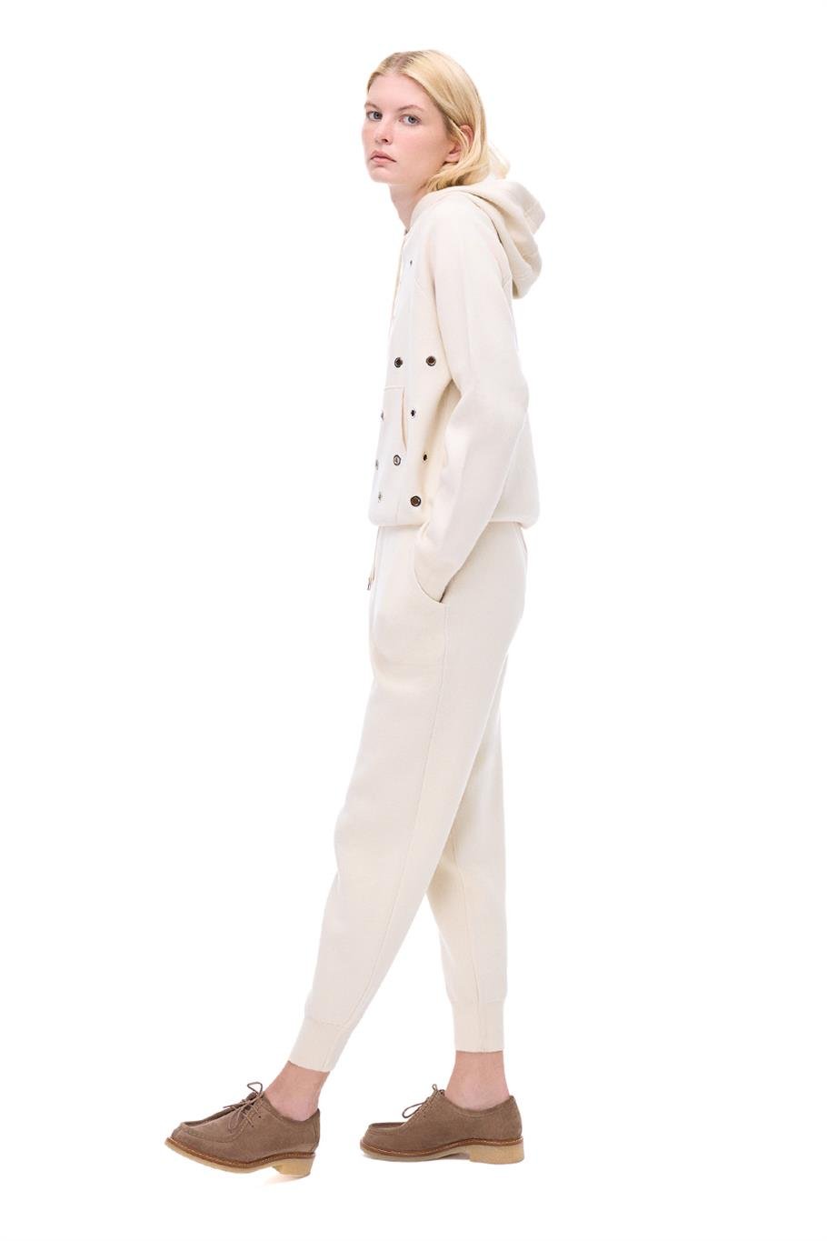 Triko Rahat Kalıp Bilek Boy Ekru Pantolon