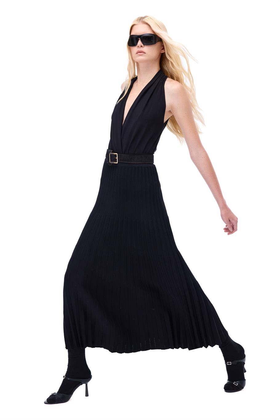 Triko Rahat Kalıp Bilek Boy Siyah Etek