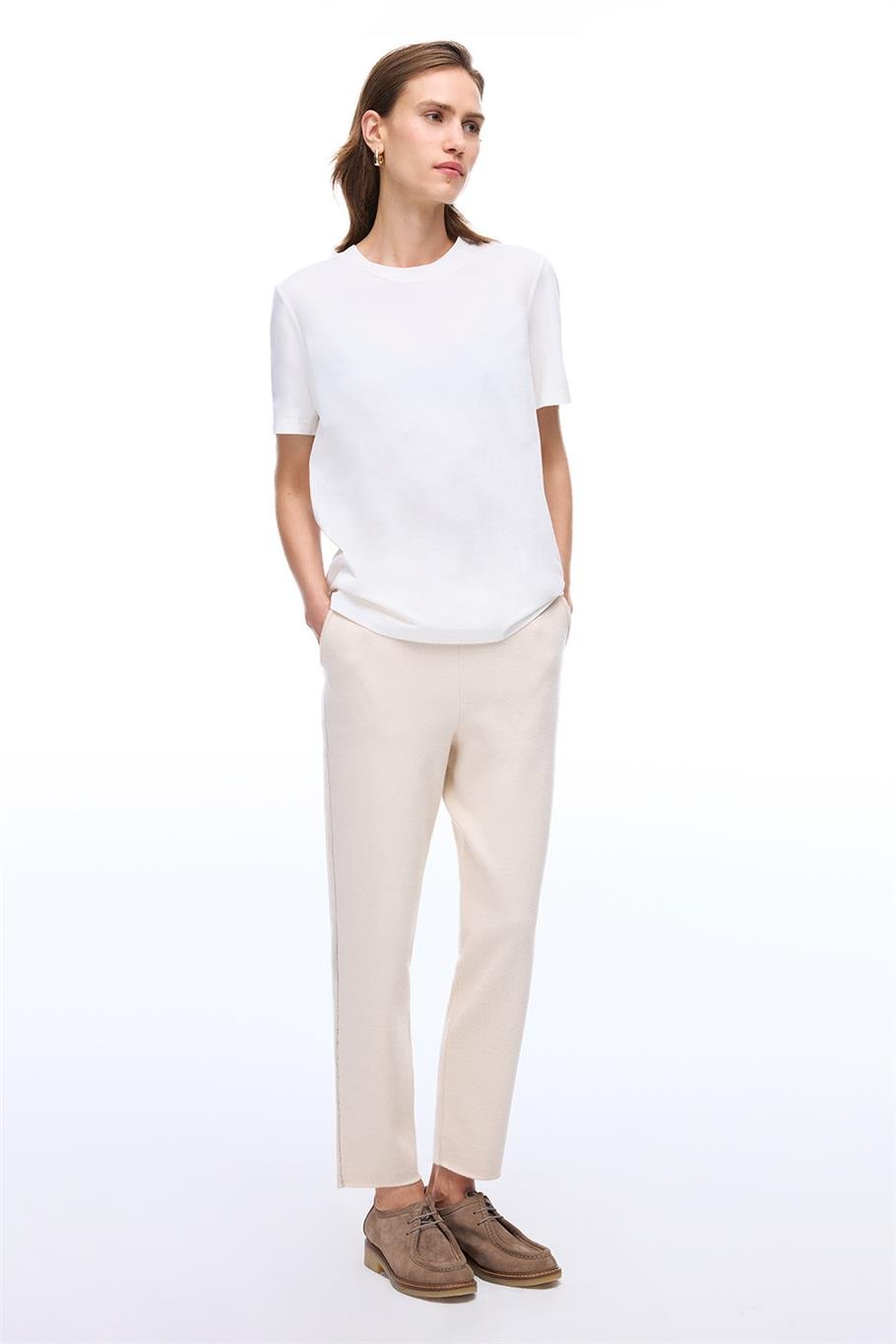 Triko Rahat Kalıp Bilek Boy Vizon Pantolon