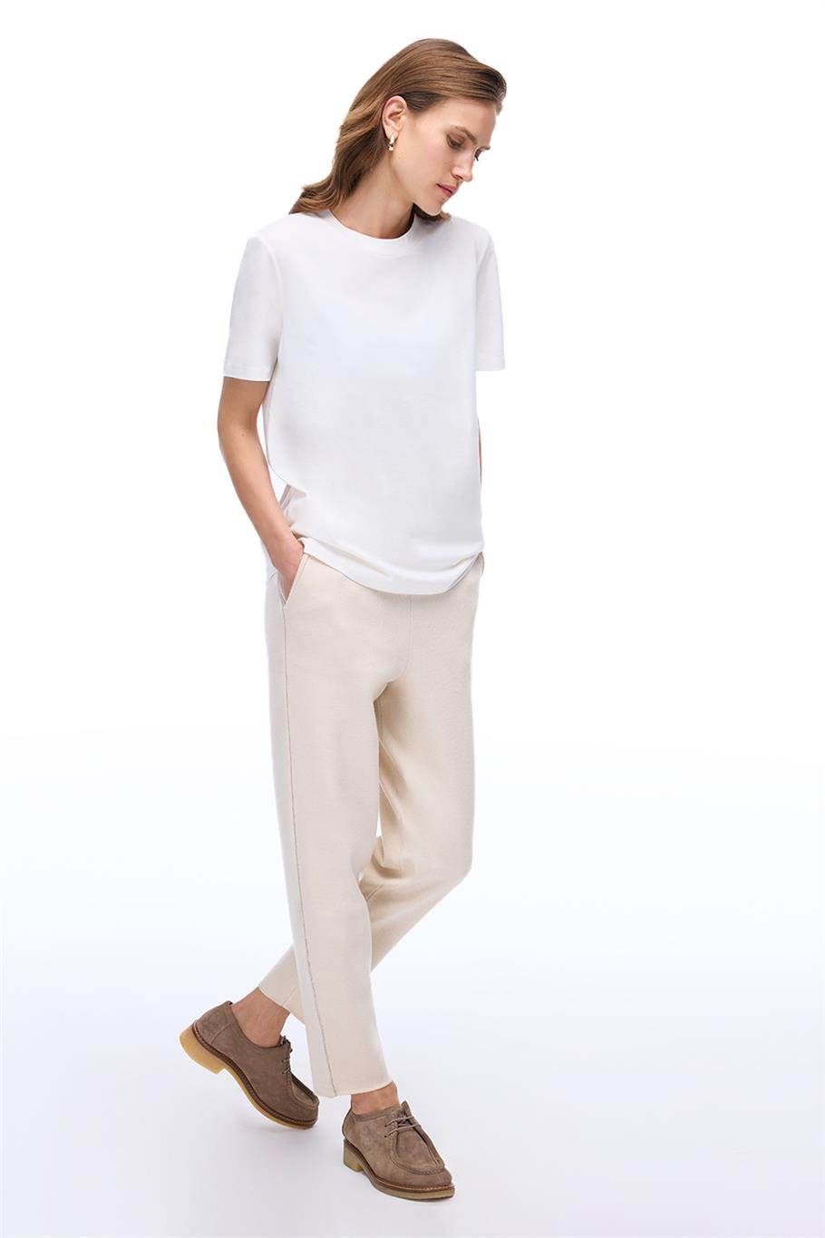 Triko Rahat Kalıp Bilek Boy Vizon Pantolon