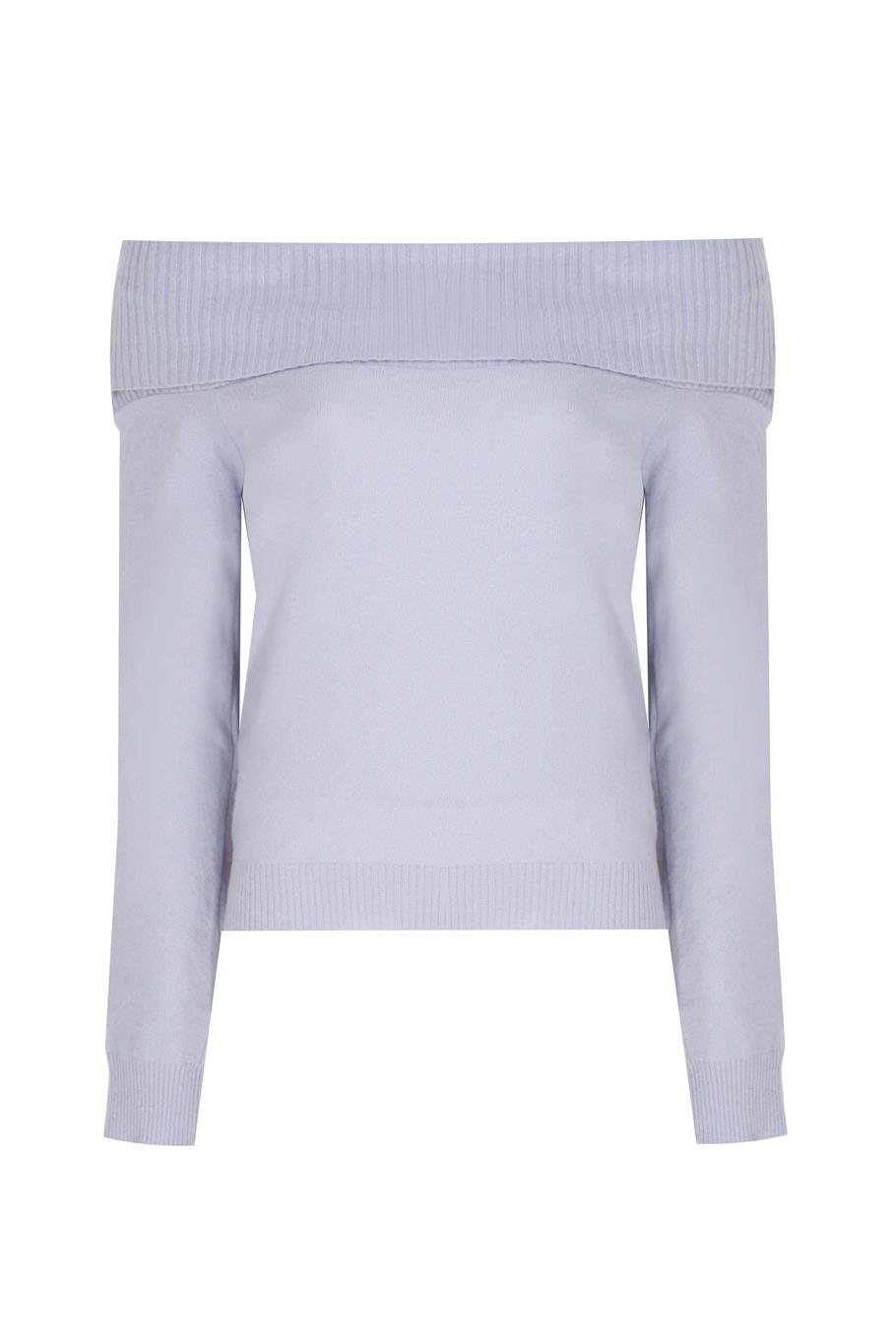 Triko Rahat Kalıp Standart Boy Reglan Kol Kayık Yaka Bebe mavısı Bluz