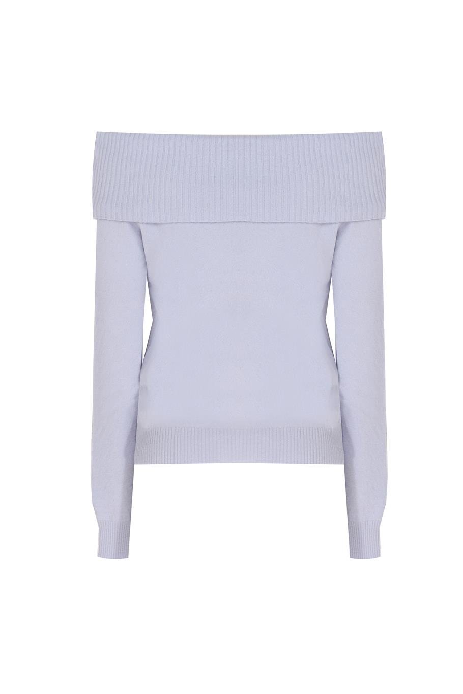 Triko Rahat Kalıp Standart Boy Reglan Kol Kayık Yaka Bebe mavısı Bluz