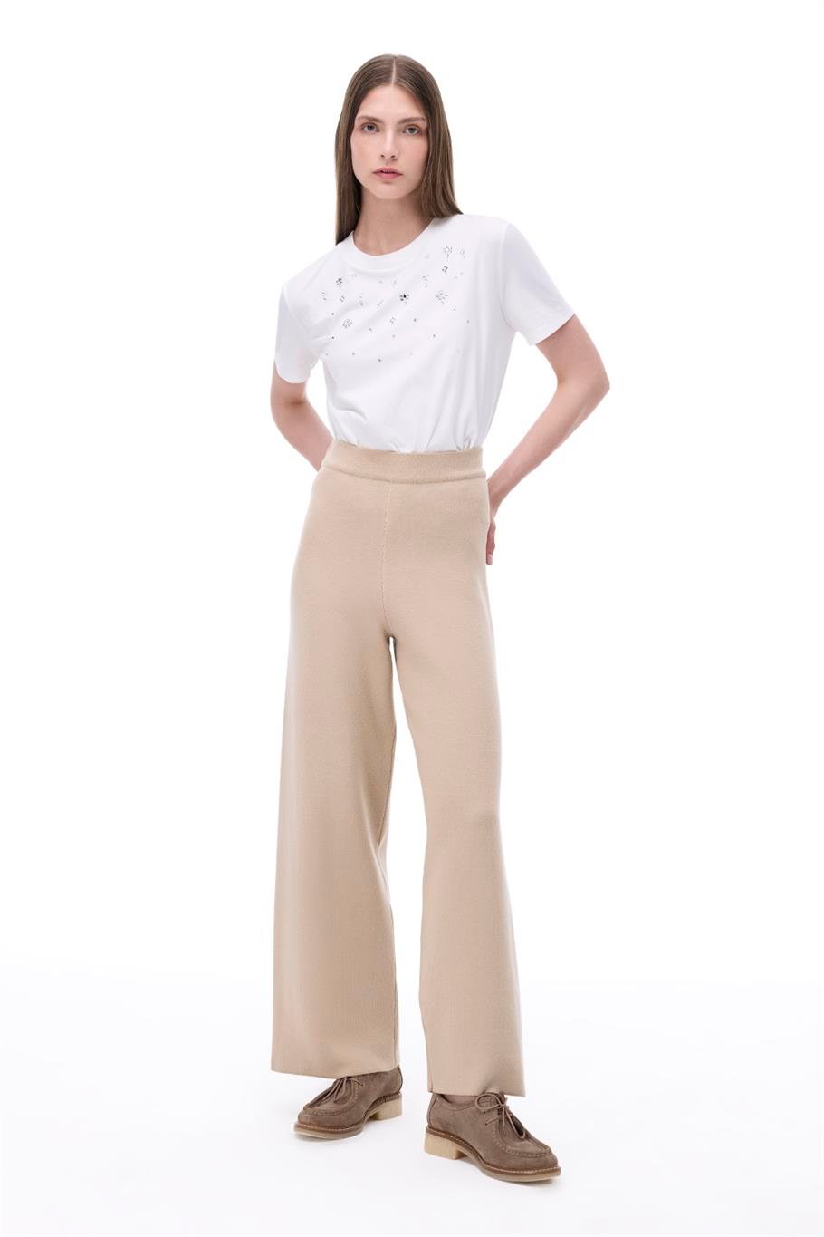 Triko Rahat Kalıp Uzun Boy Vizon Pantolon