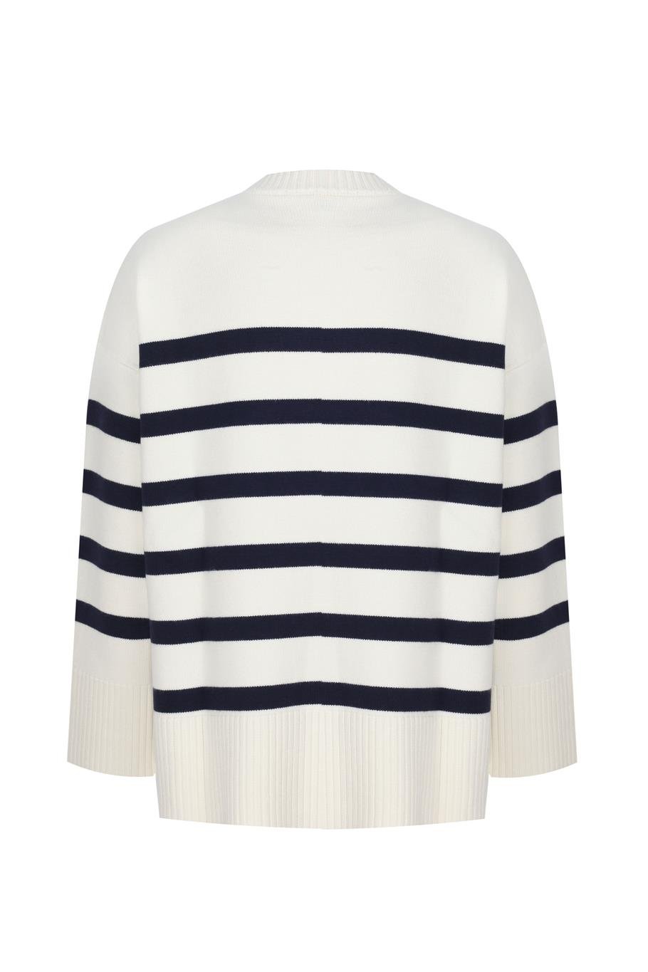 Triko Regular Fit Standart Boy Düşük Kollu Bisiklet Yaka Ekru Kazak