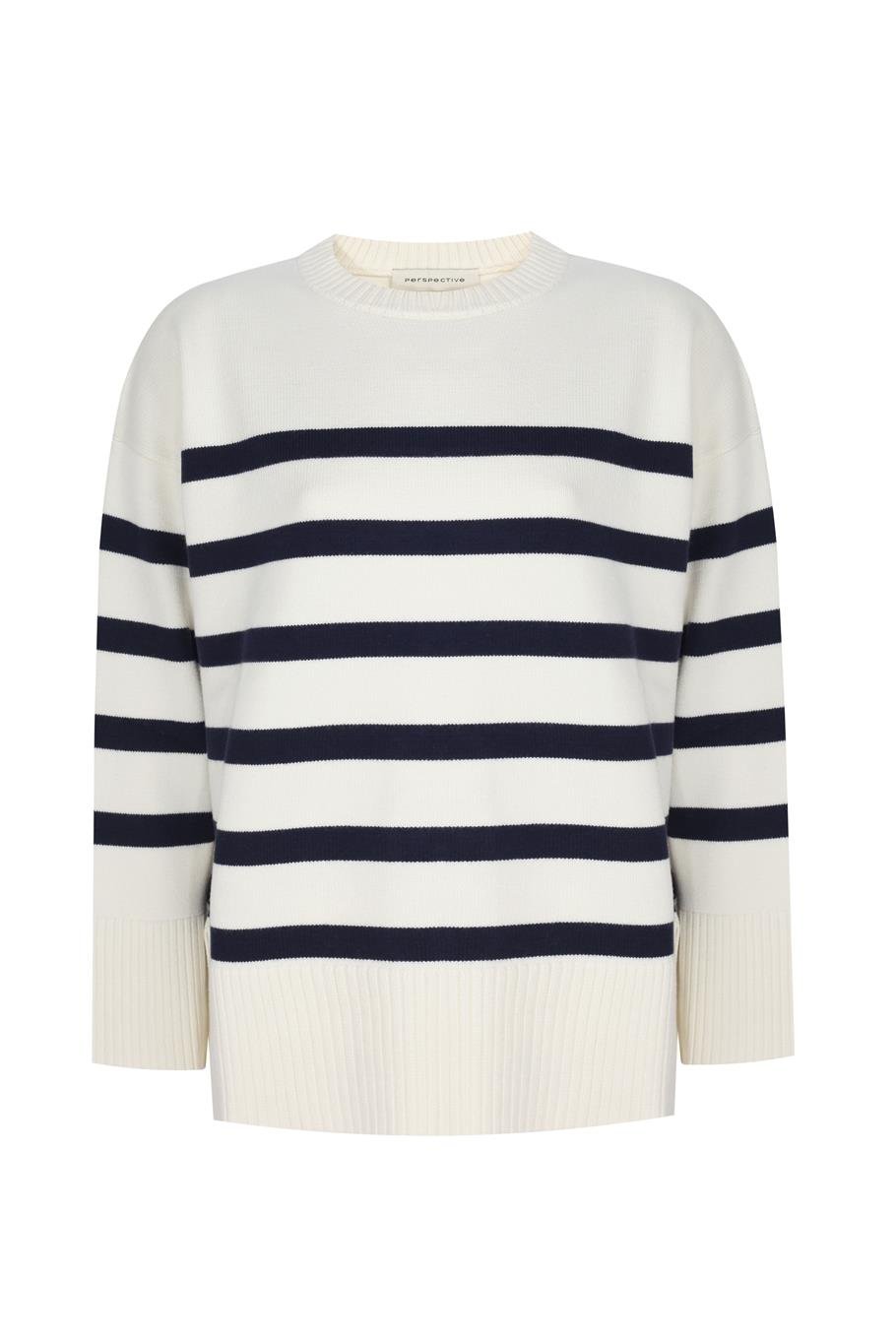 Triko Regular Fit Standart Boy Düşük Kollu Bisiklet Yaka Ekru Kazak