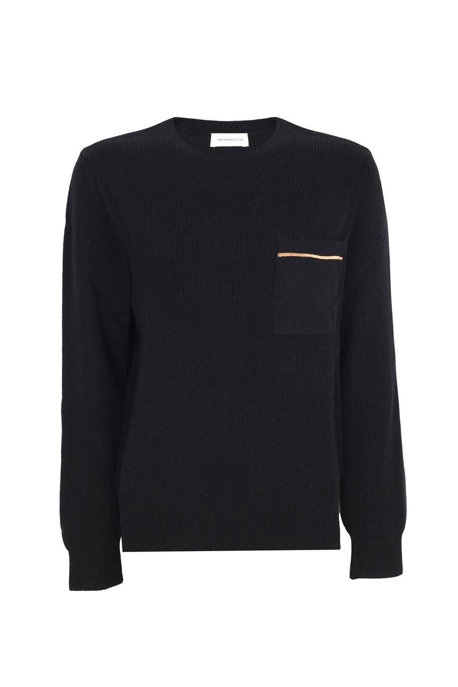 Triko Regular Fit Standart Boy Takma Kol Bisiklet Yaka Siyah Kazak