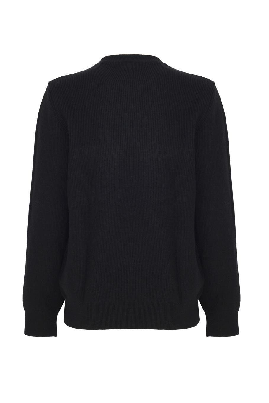 Triko Regular Fit Standart Boy Takma Kol Bisiklet Yaka Siyah Kazak