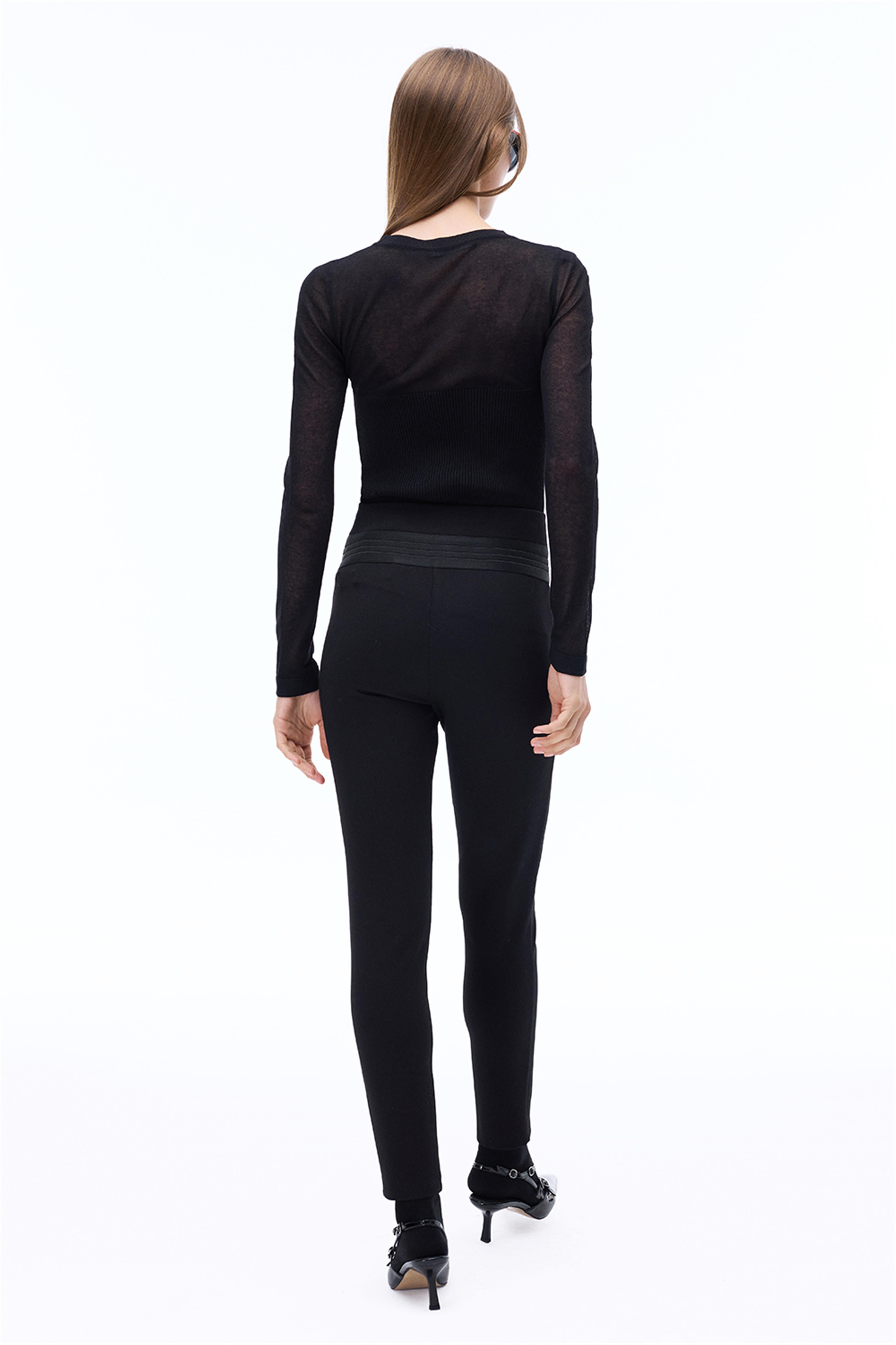 Triko Slim Fit Standart Boy Takma Kol Bisiklet Yaka Siyah Bluz