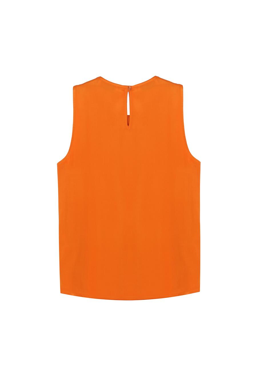 Turuncu Safira Regular Fit Bisiklet Yaka Bluz