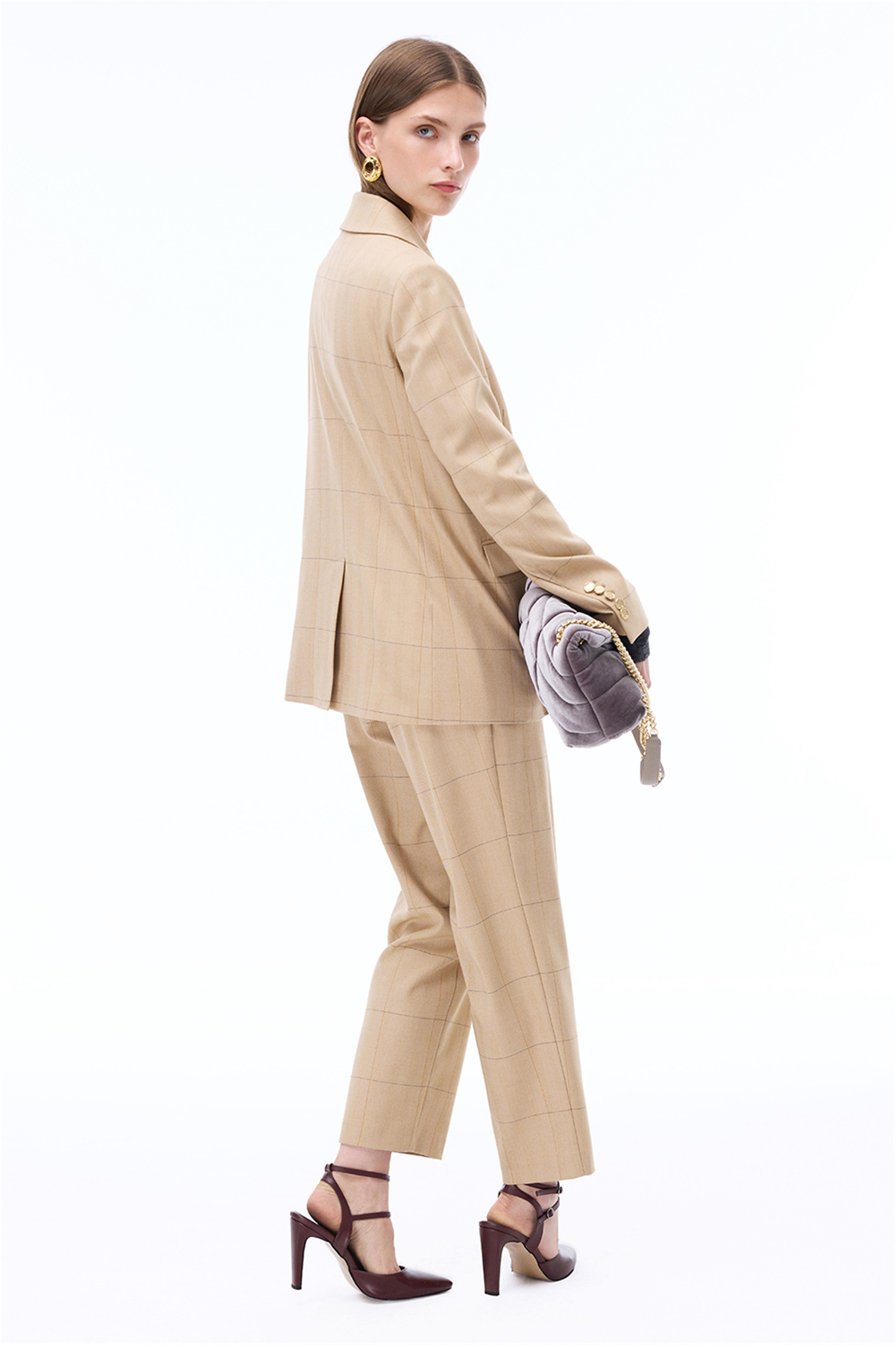 Untimely Regular Fit Balıksırtı Desenli Takma Kol Devetüyü Renk Kadın Ceket