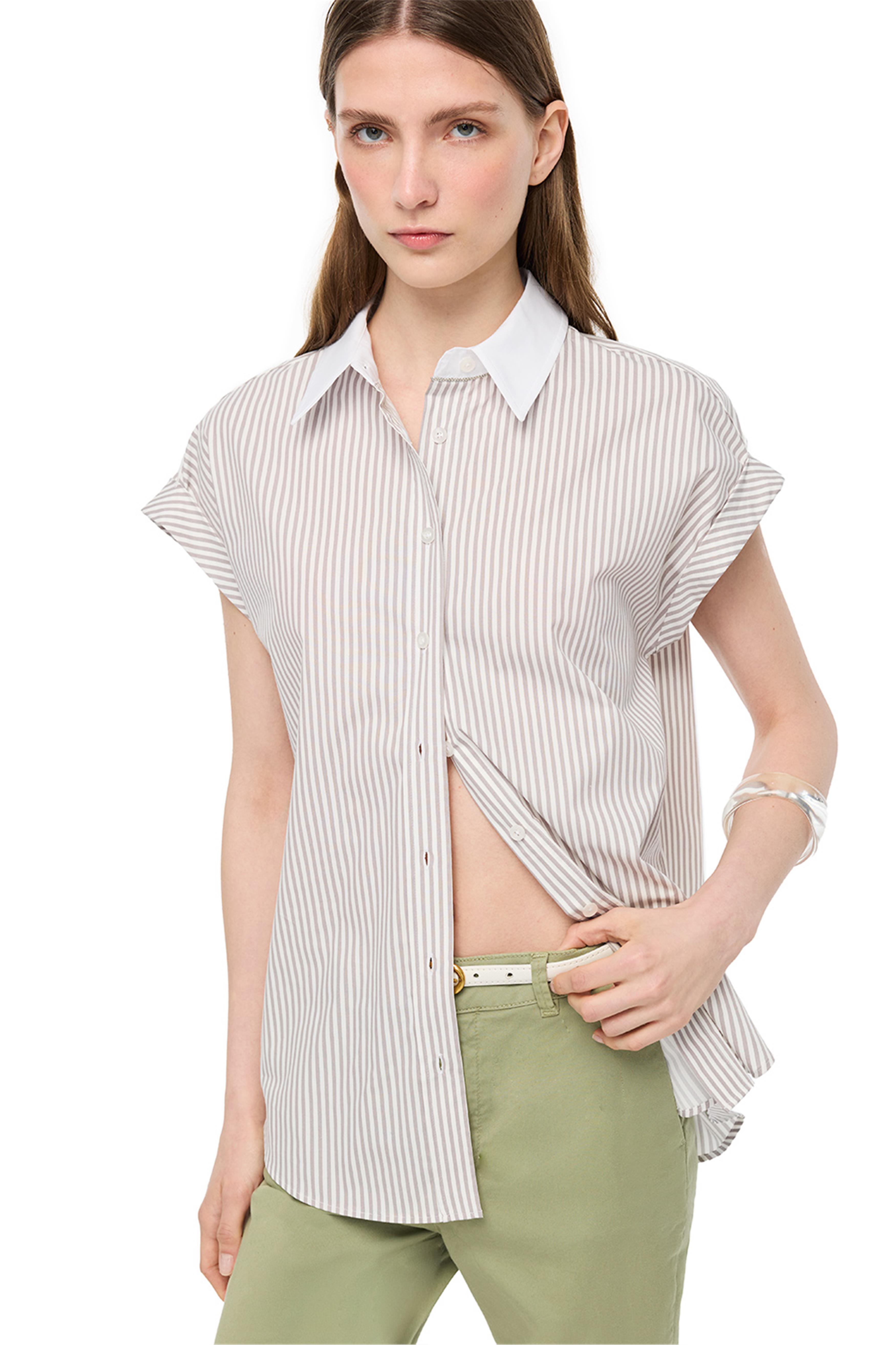 Vizon Beyaz Kısa Kollu Pamuklu Gömlek