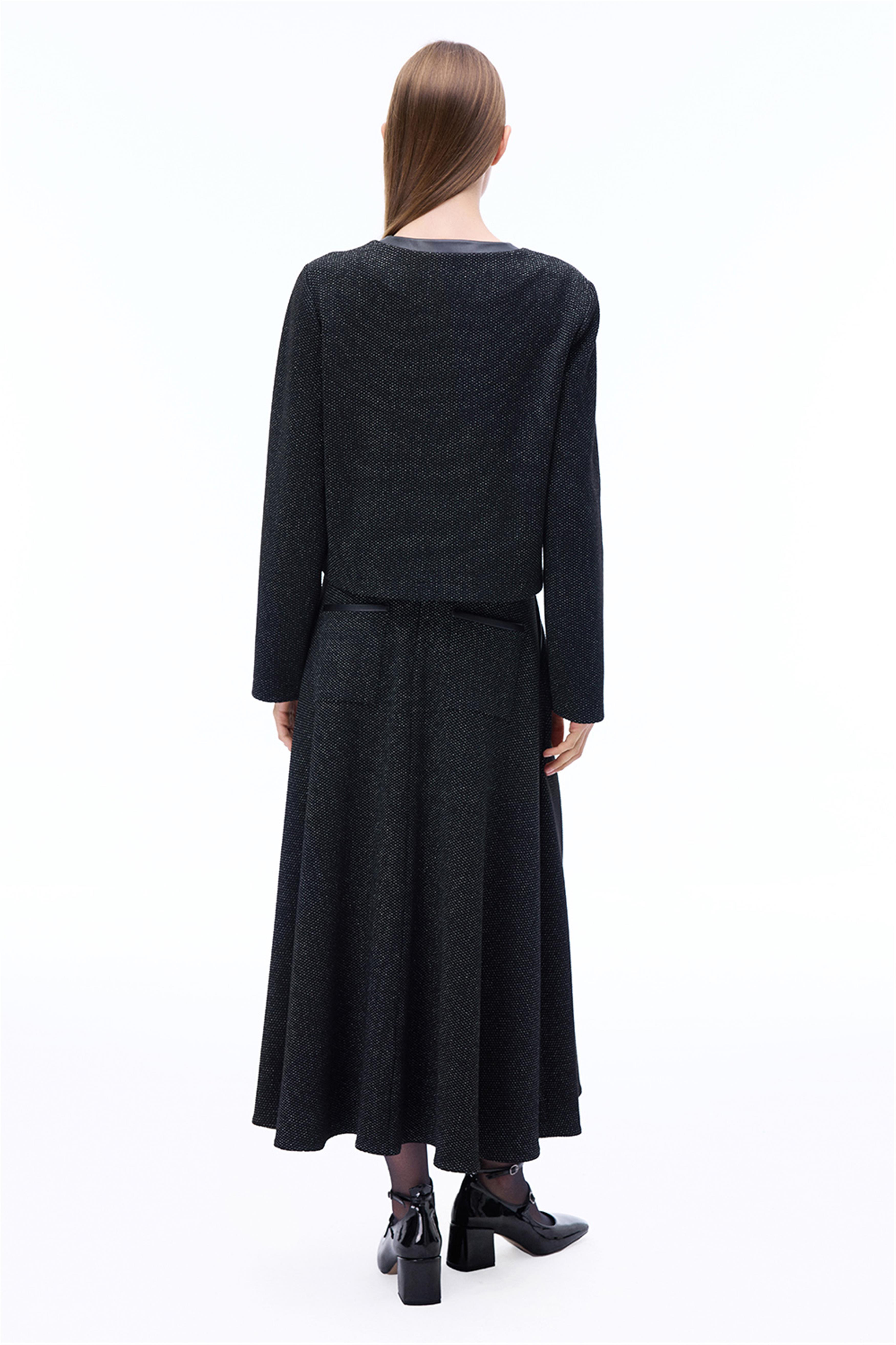 Winter Regular Fit Takma Kol Bisiklet Yaka Siyah Renk Kadın Ceket