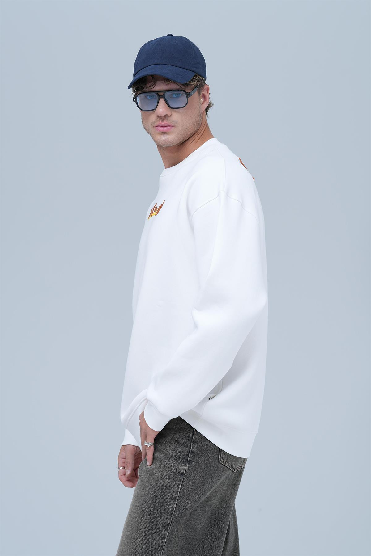 Art Nomad Oversize Sweatshirt Erkek Ekru