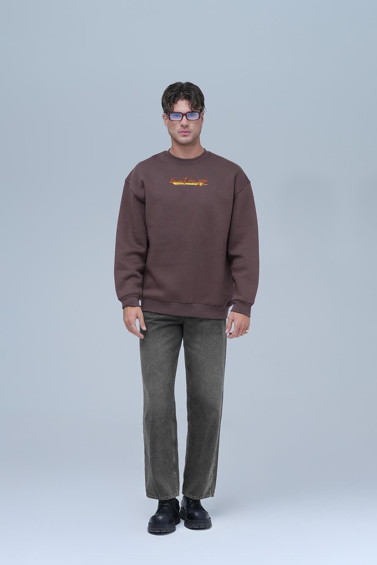 Art Nomad Oversize Sweatshirt Erkek Kahverengi
