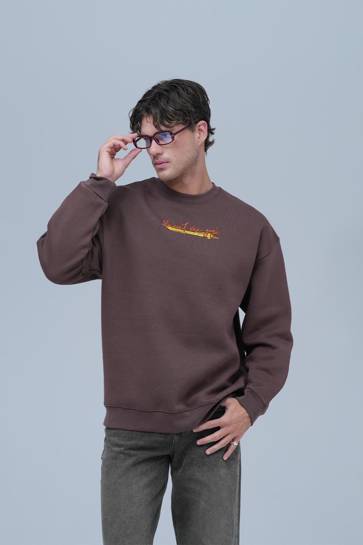 Art Nomad Oversize Sweatshirt Erkek Kahverengi