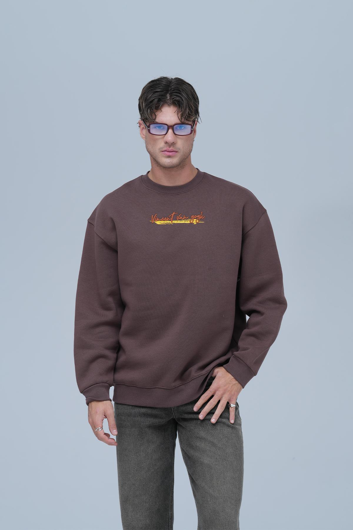 Art Nomad Oversize Sweatshirt Erkek Kahverengi