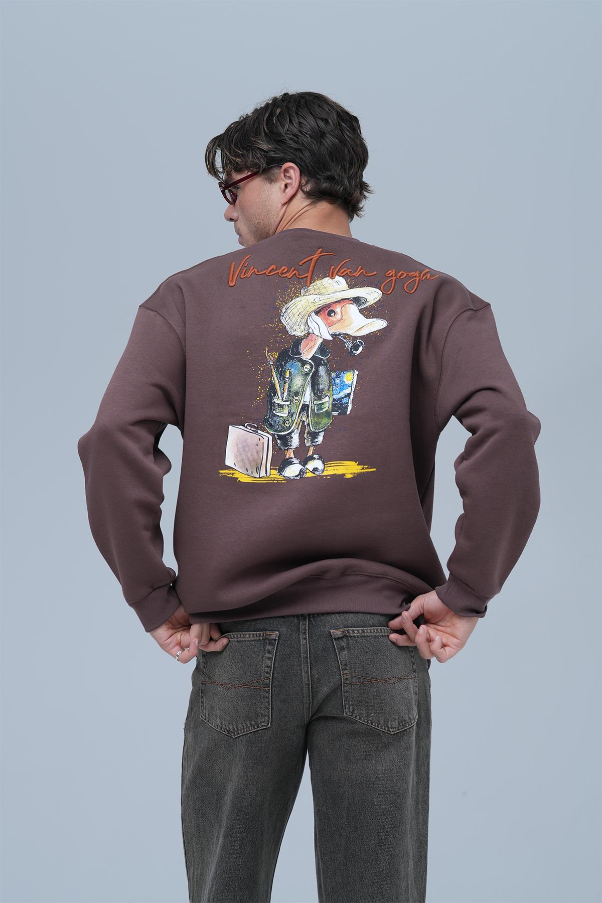 Art Nomad Oversize Sweatshirt Erkek Kahverengi