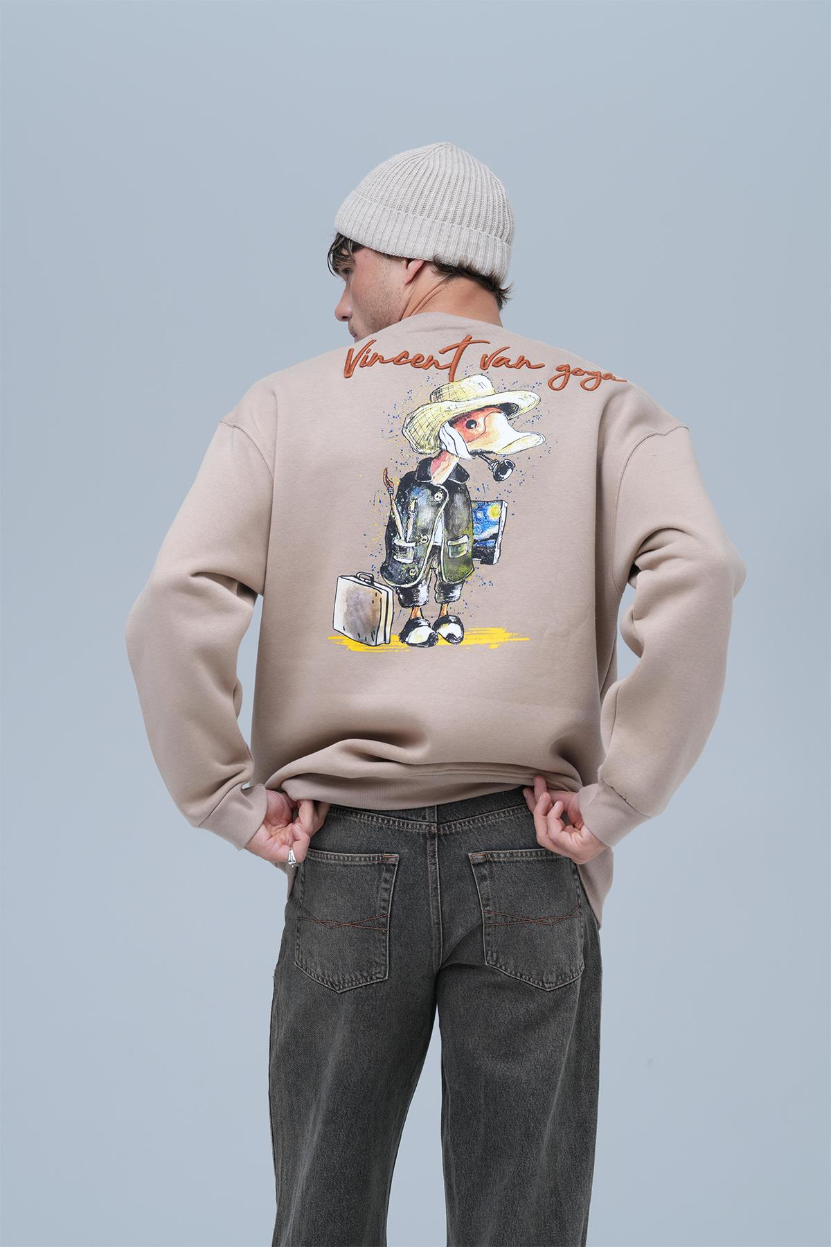Art Nomad Oversize Sweatshirt Erkek Vizon
