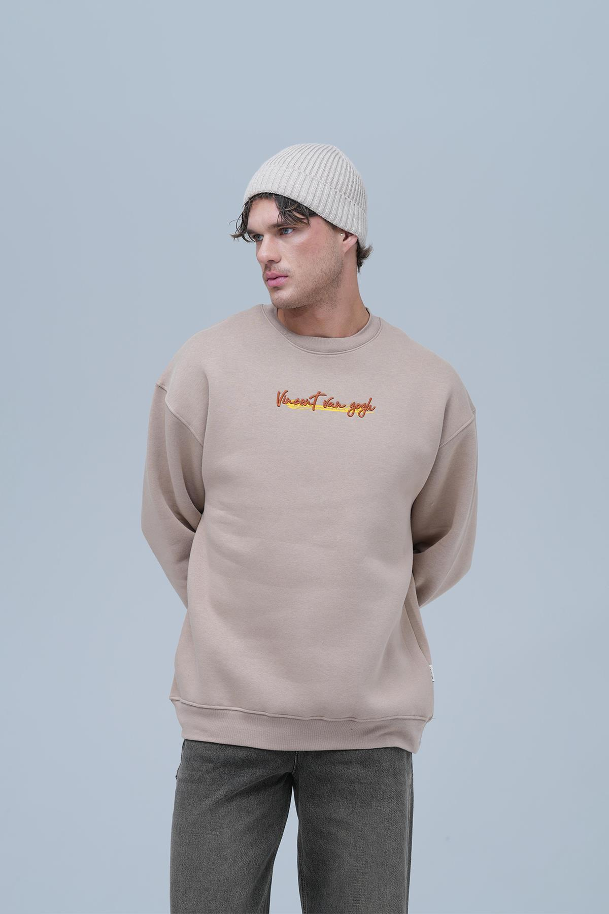 Art Nomad Oversize Sweatshirt Erkek Vizon