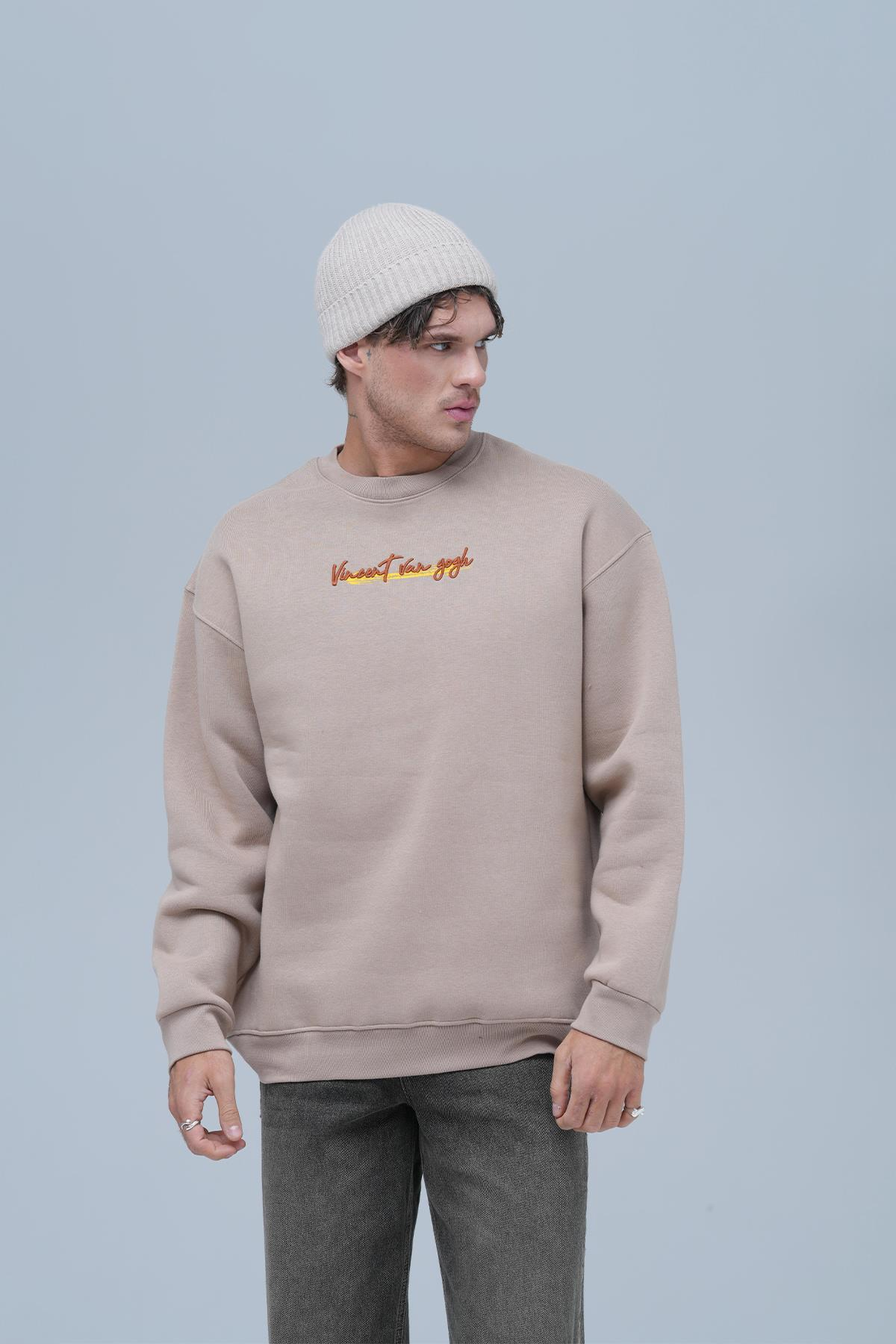 Art Nomad Oversize Sweatshirt Erkek Vizon