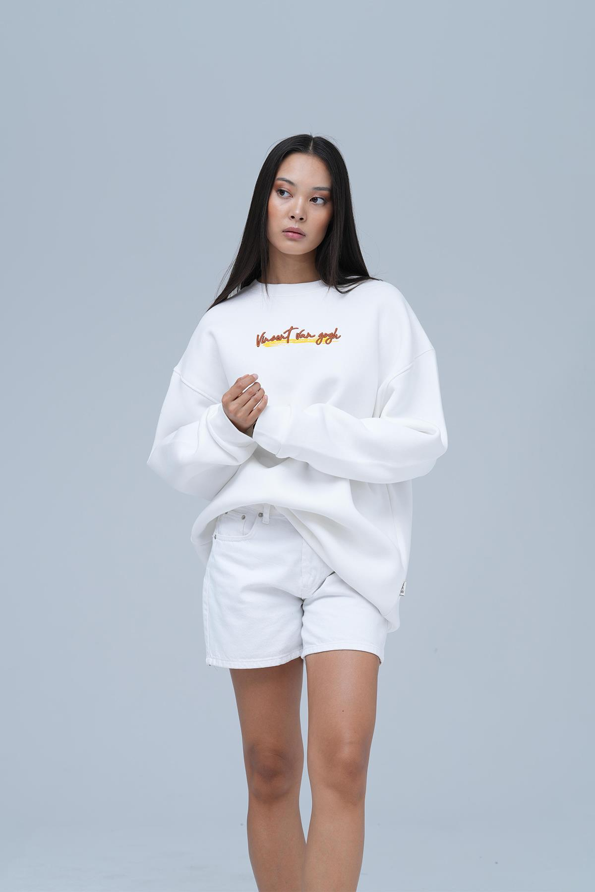 Art Nomad Oversize Sweatshirt Kadın Ekru