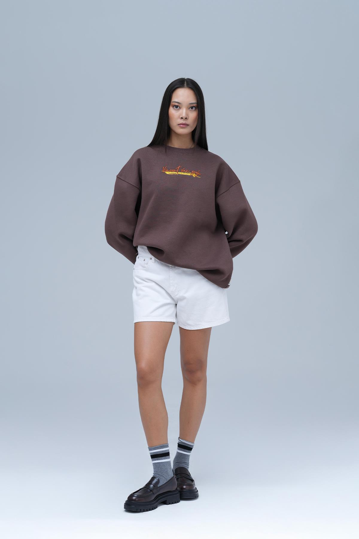 Art Nomad Oversize Sweatshirt Kadın Kahverengi