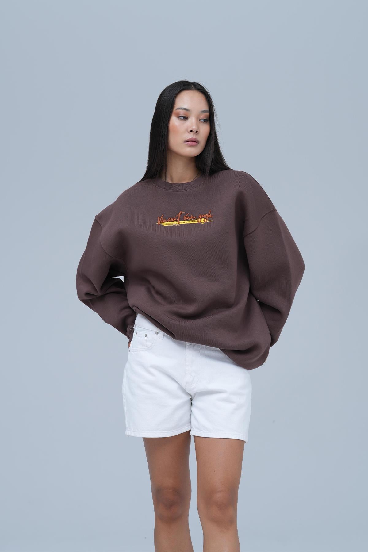 Art Nomad Oversize Sweatshirt Kadın Kahverengi