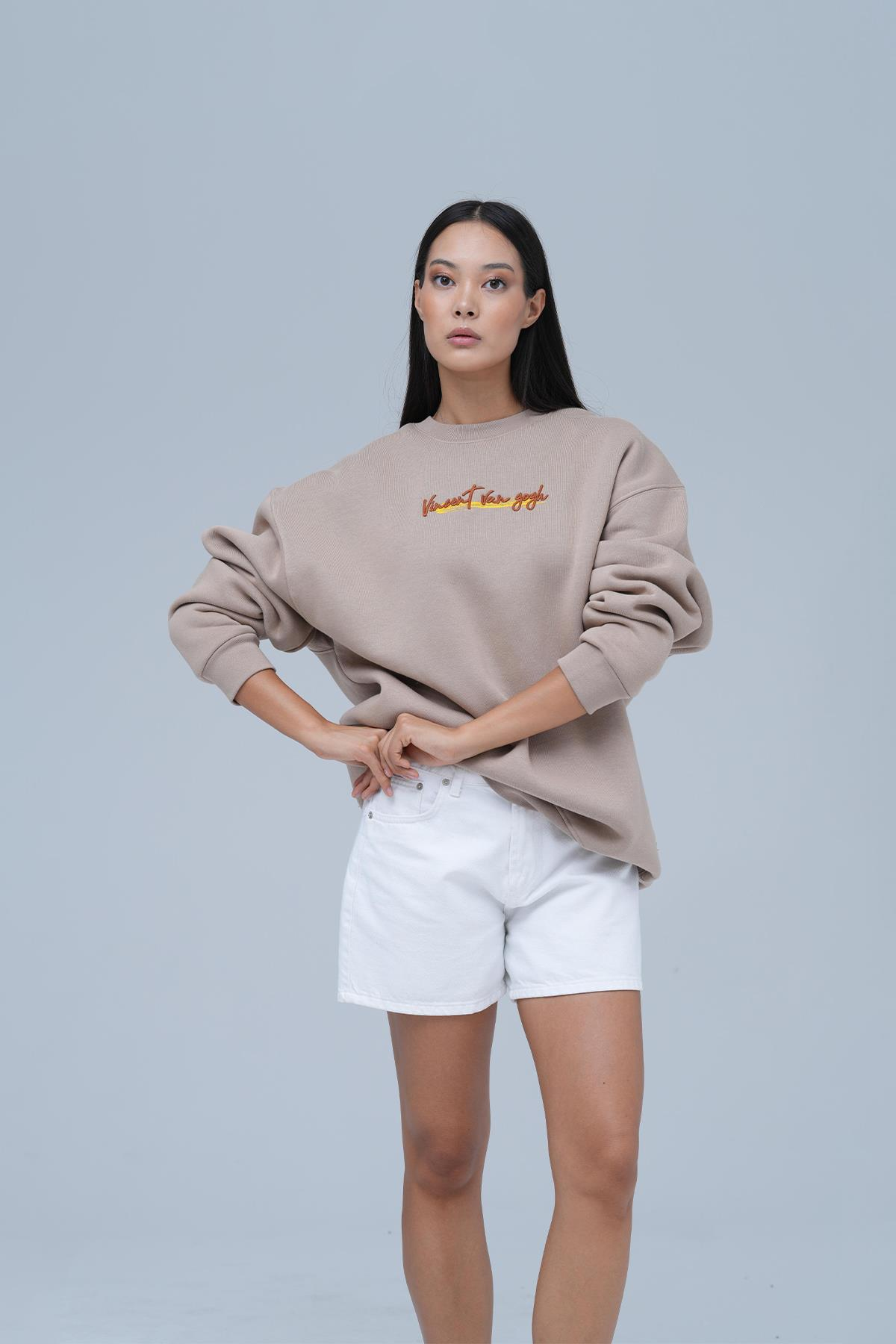 Art Nomad Oversize Sweatshirt Kadın Vizon