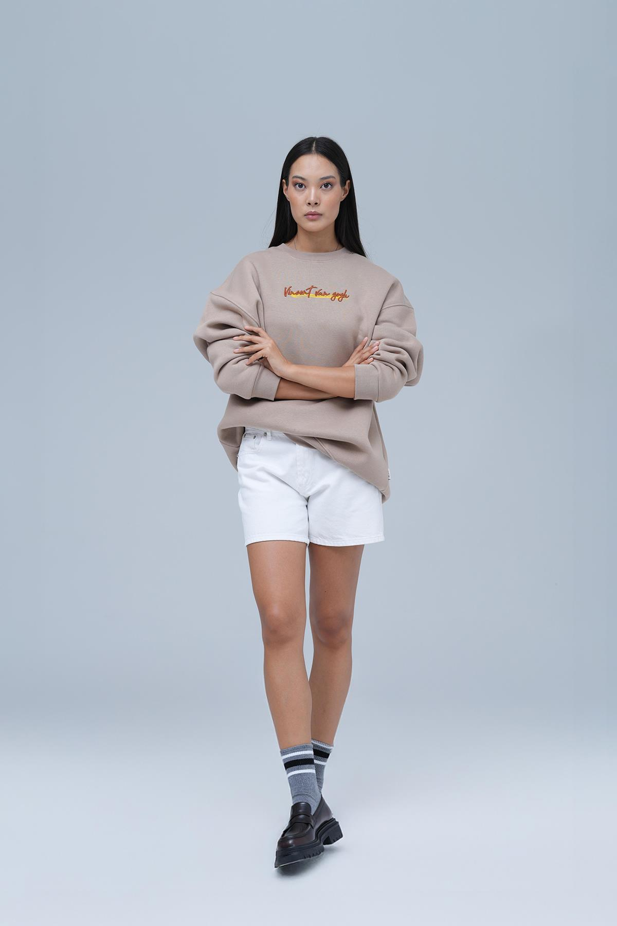Art Nomad Oversize Sweatshirt Kadın Vizon
