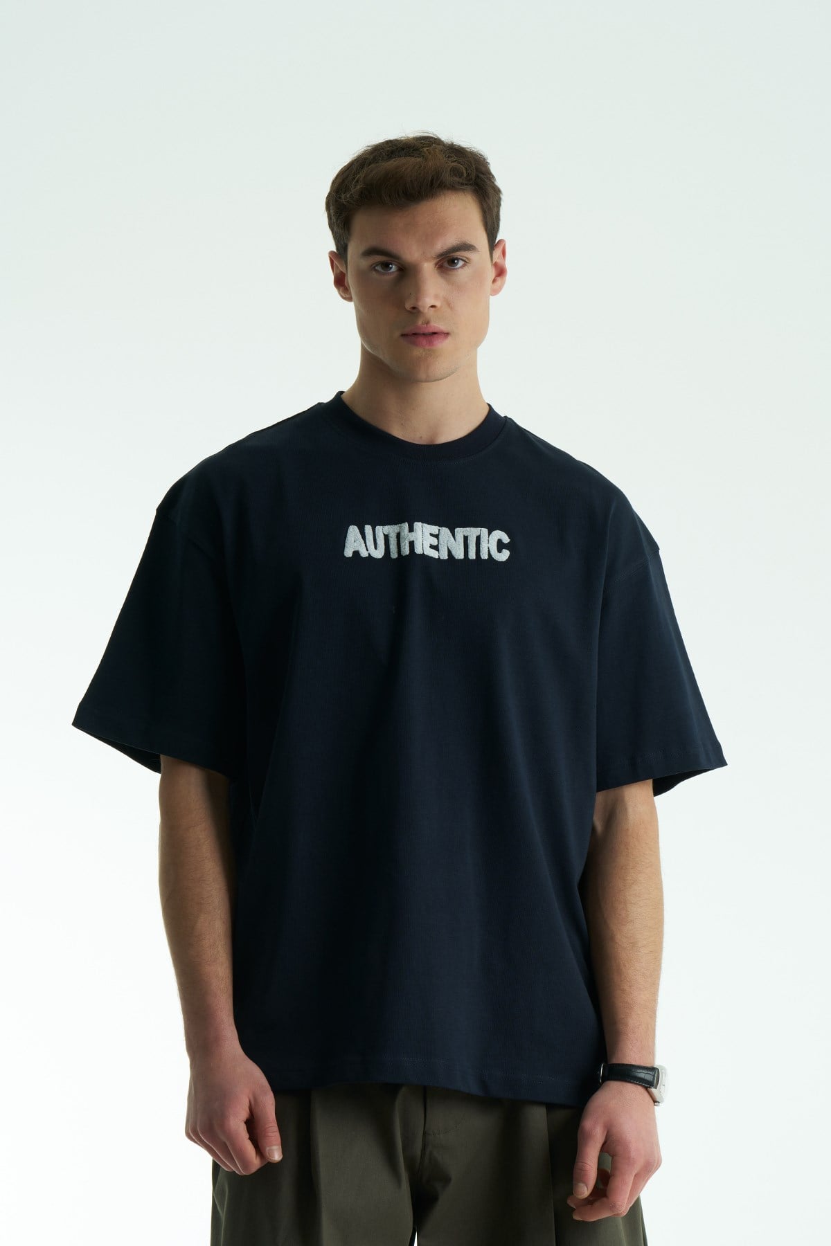 Authentic Oversize Erkek Tişört Lacivert
