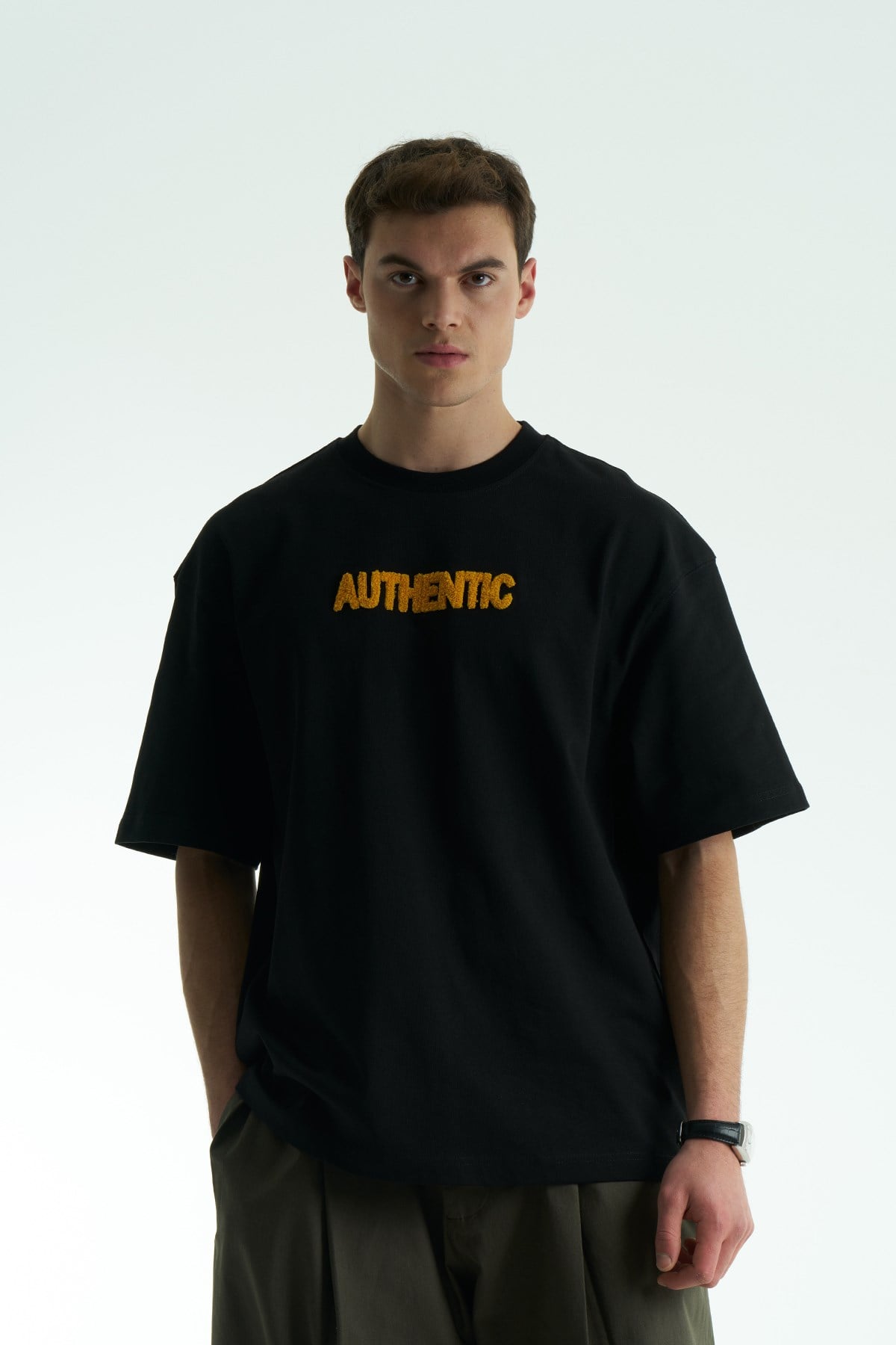 Authentic Oversize Erkek Tişört Siyah