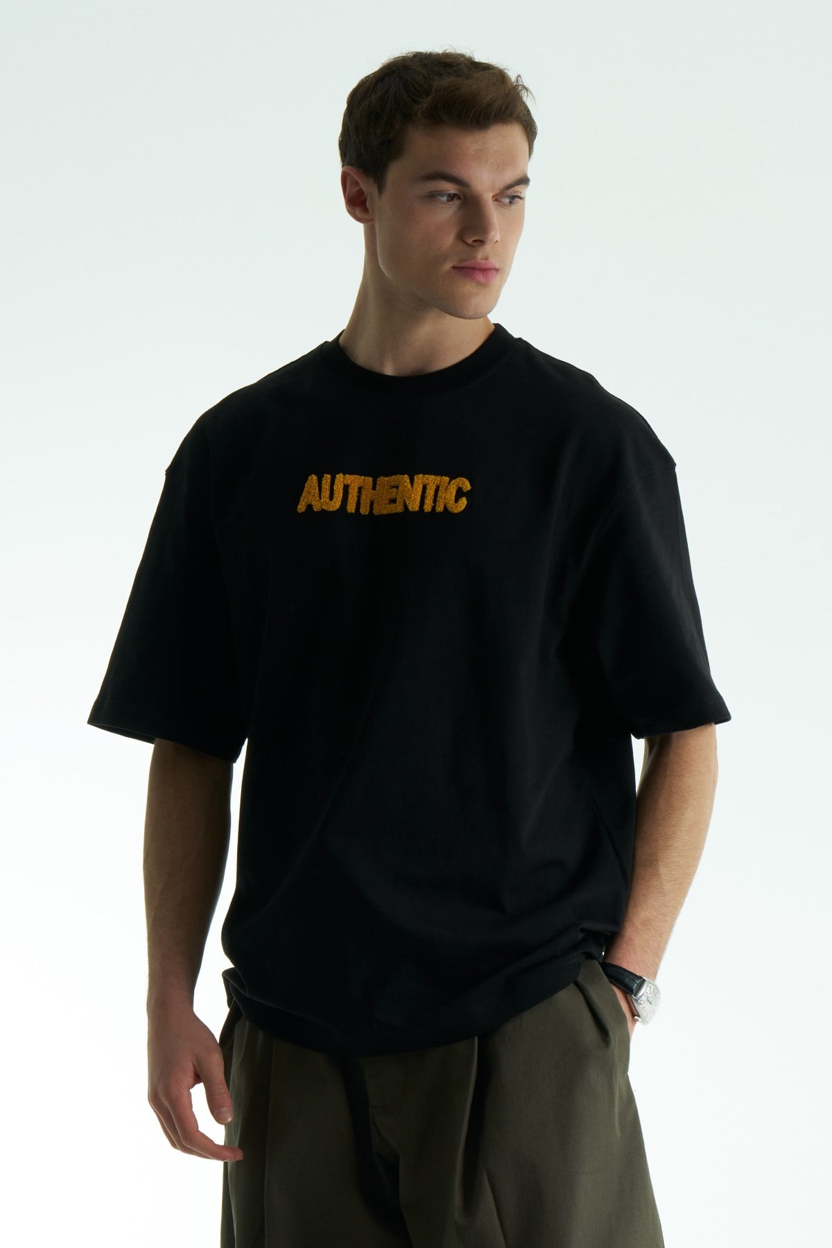 Authentic Oversize Erkek Tişört Siyah