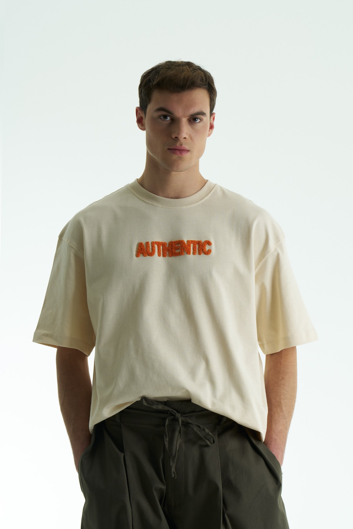 Authentic Oversize Erkek Tişört Stone