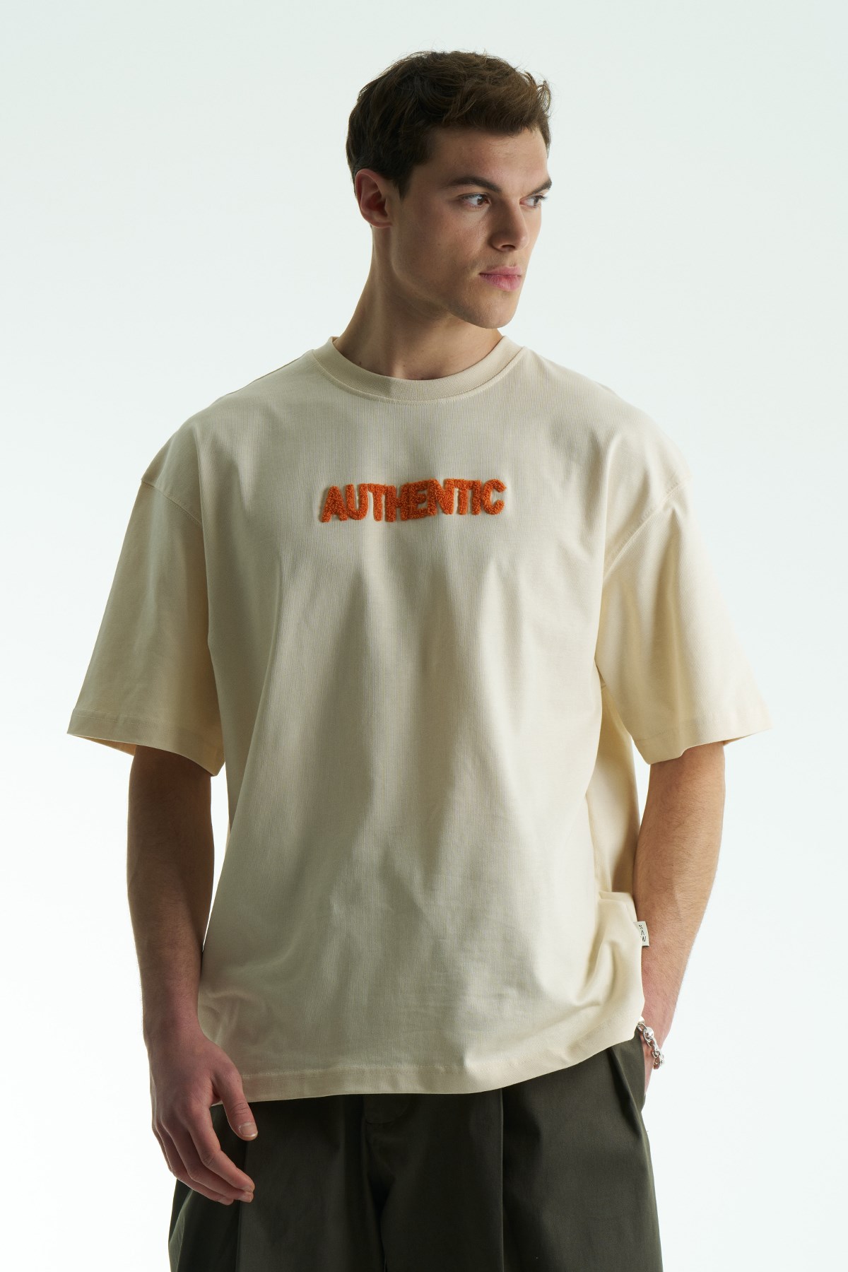 Authentic Oversize Erkek Tişört Stone