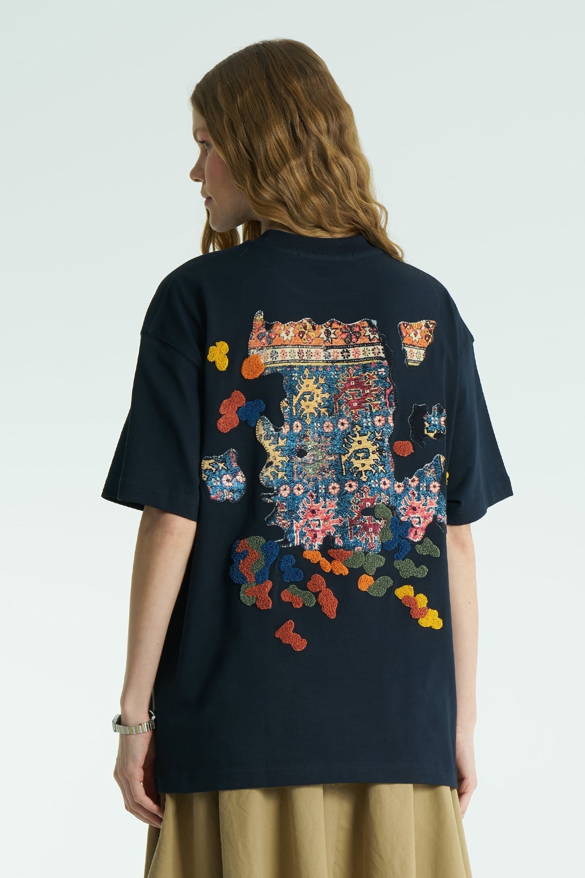Authentic Oversize Kadın Tişört Lacivert