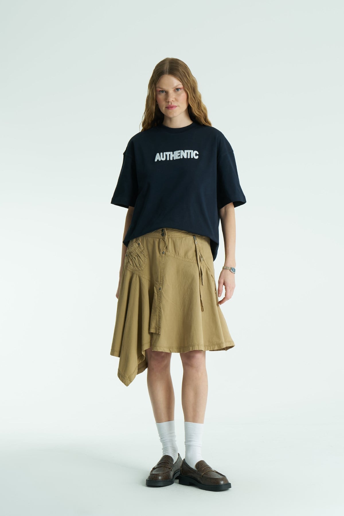 Authentic Oversize Kadın Tişört Lacivert