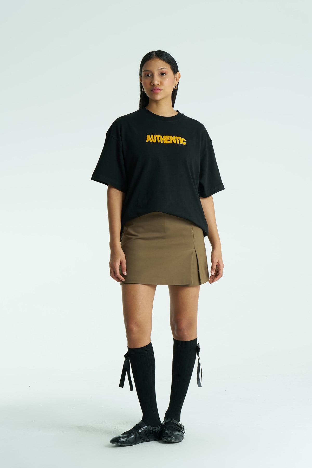 Authentic Oversize Kadın Tişört Siyah
