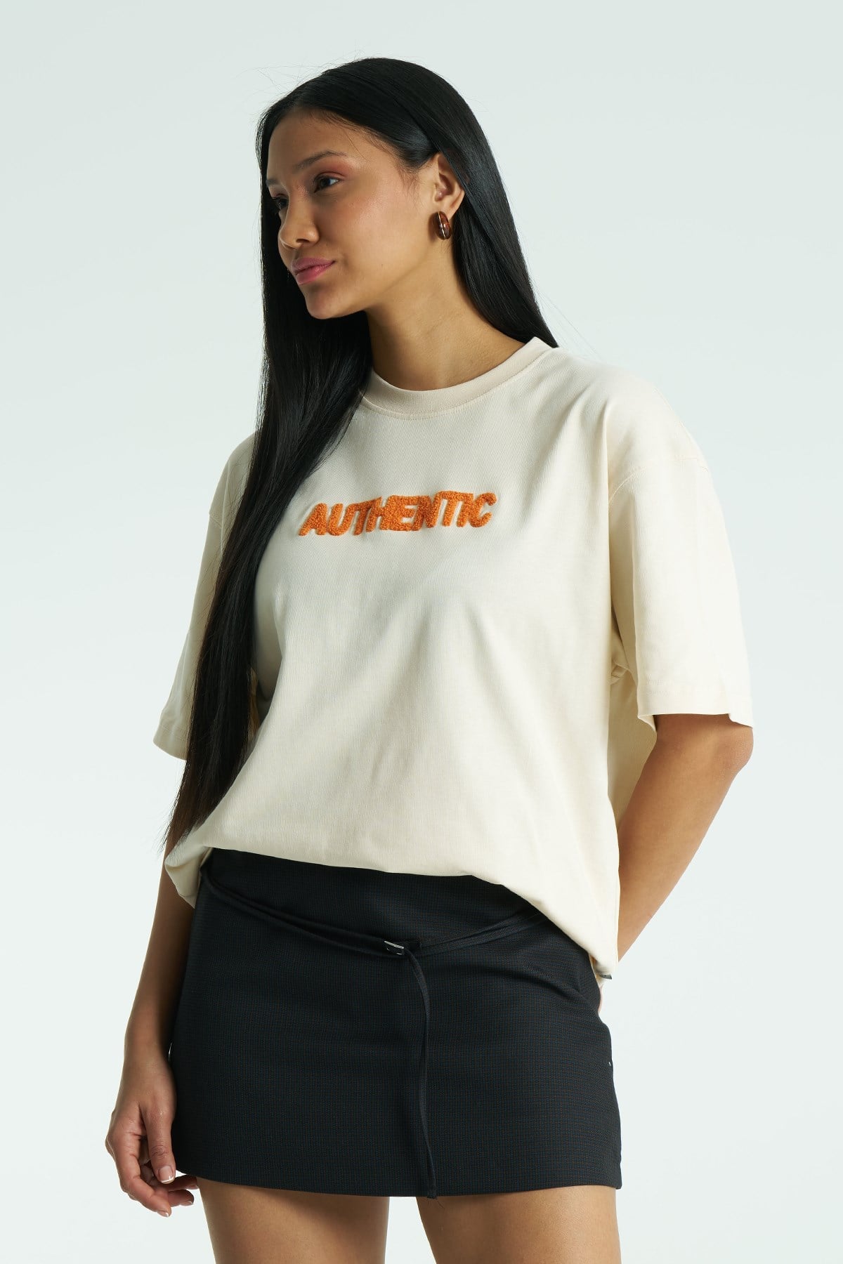 Authentic Oversize Kadın Tişört Stone