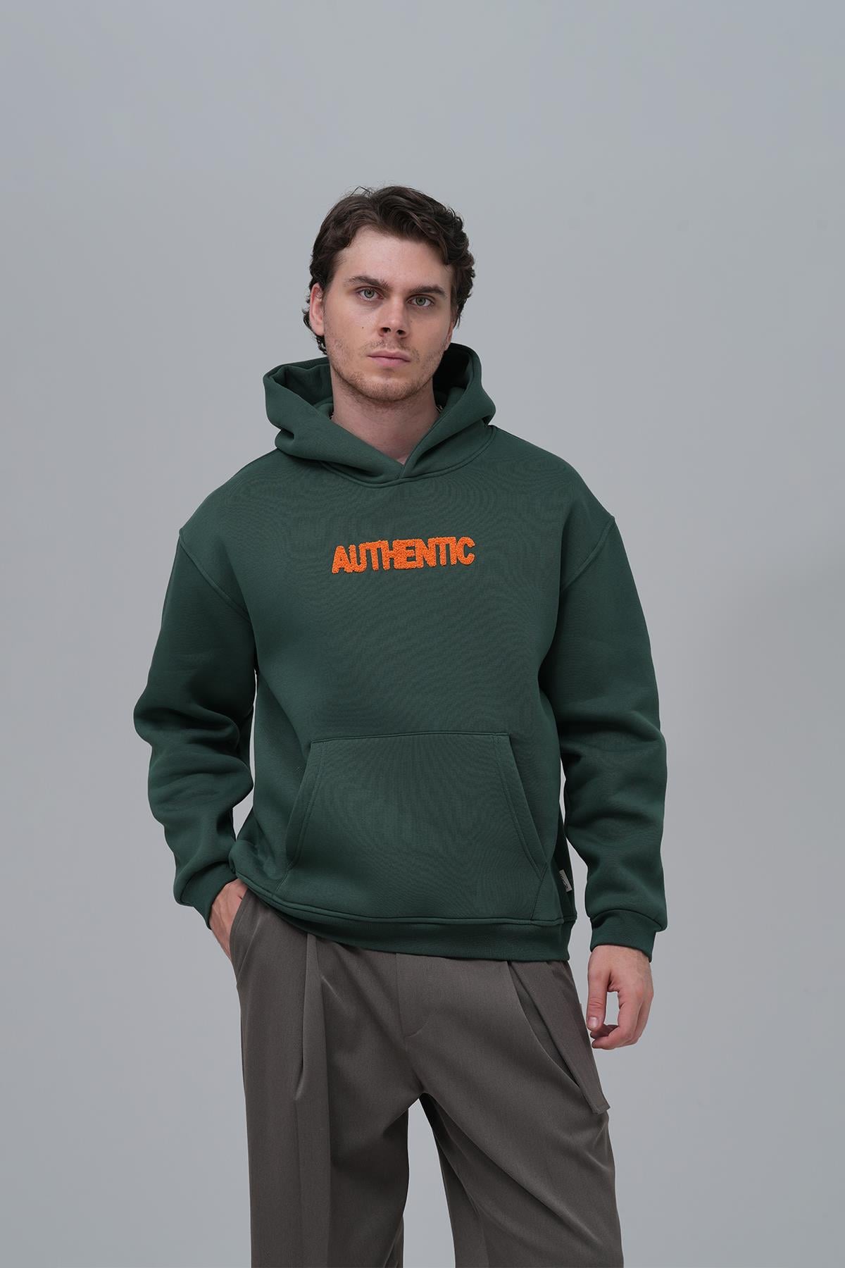 Authentic Oversize Sweatshirt Erkek Yeşil